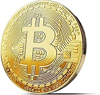 Vista 1 de Bitcoin físico chapado en oro de 24 quilates. Un verdadero artículo de coleccionista con funda protectora