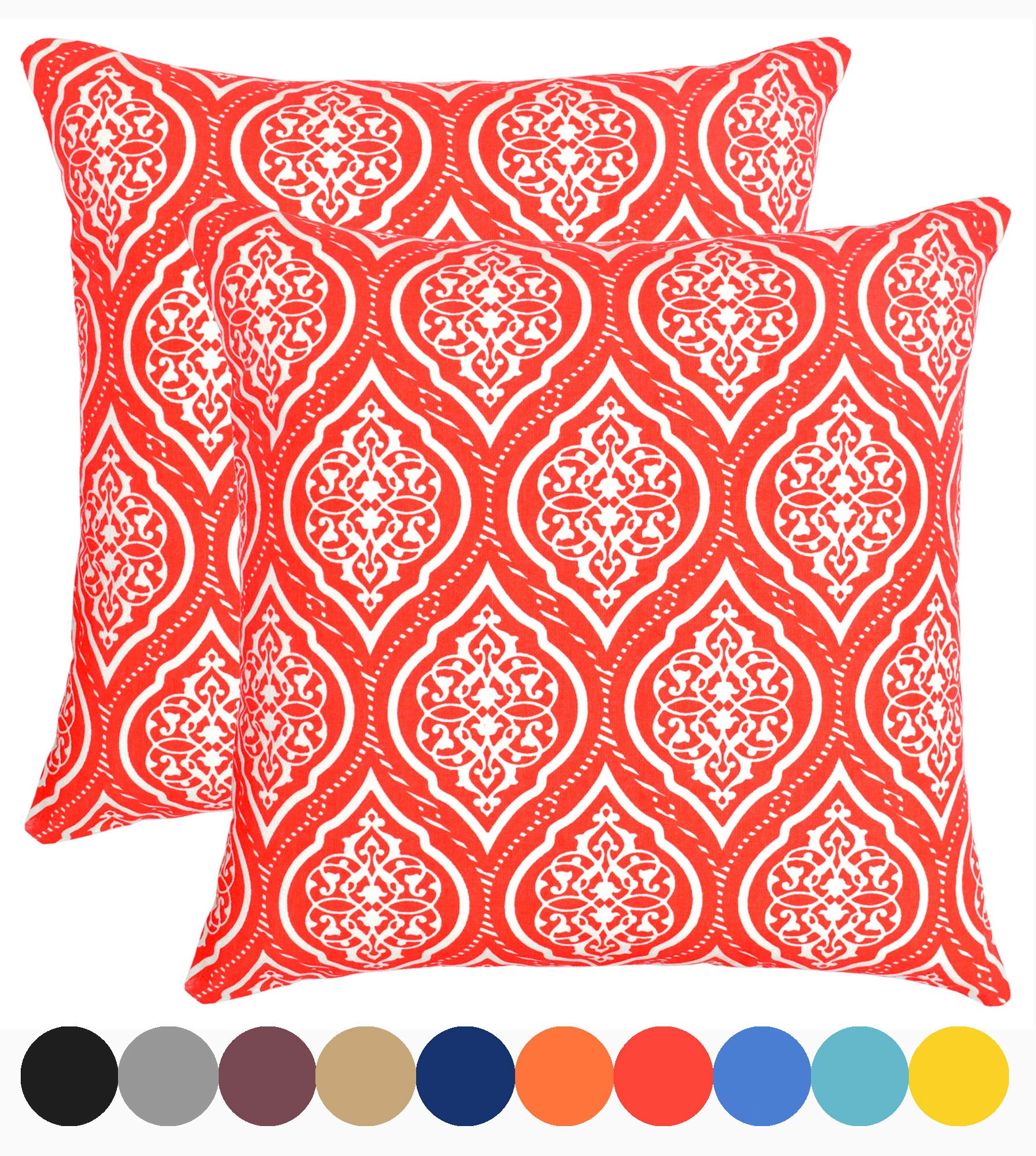 Decorative Throw Pillow Cover Cushion Cover Pillow Cases 18 x 18, Set of 2, Red