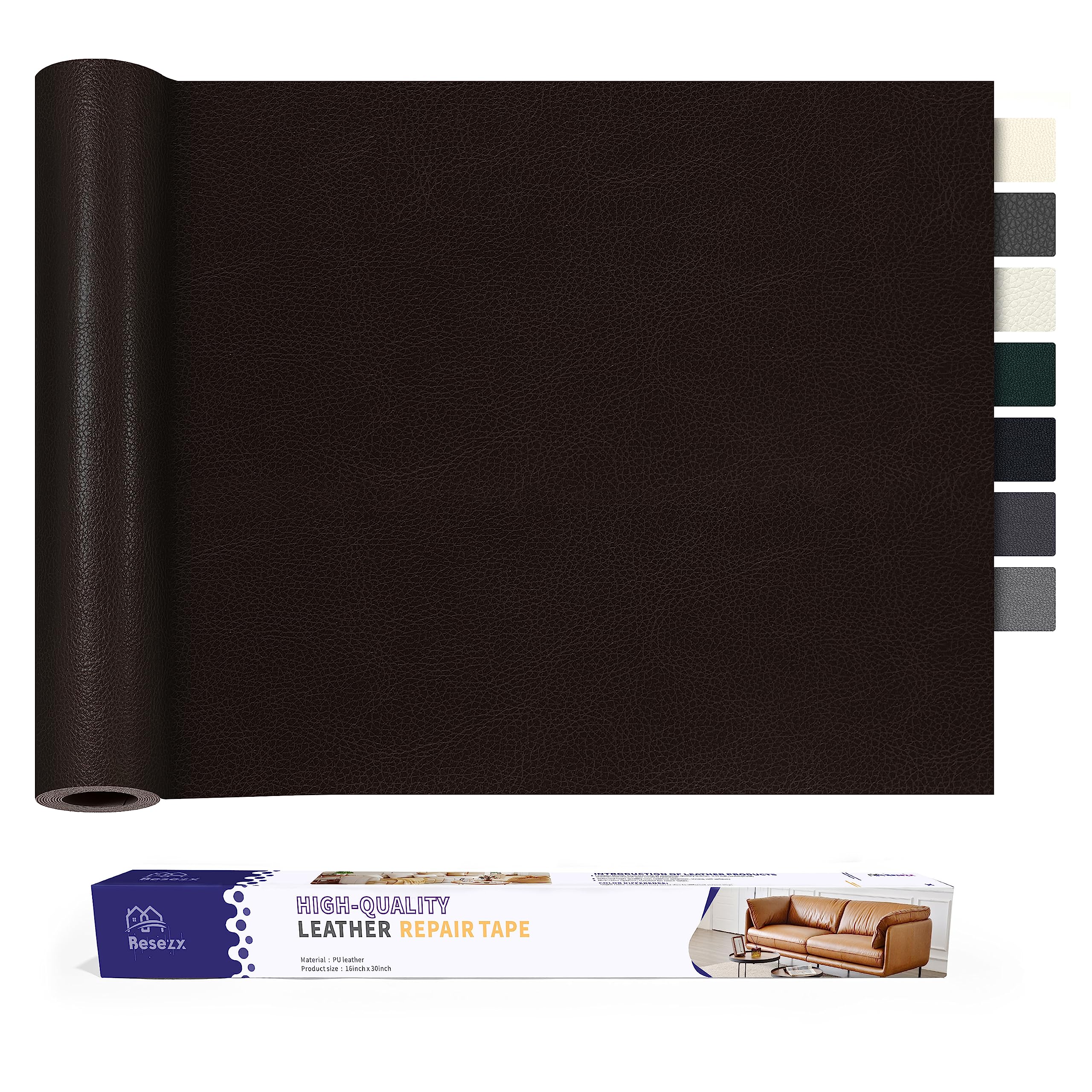 Leather Repair Patch Tape Kit, Self Adhesive Leather Repair for Furniture, Couch, Sofa, Car Seats,Office Chair,Vinyl Repair Kit.30inx16in
