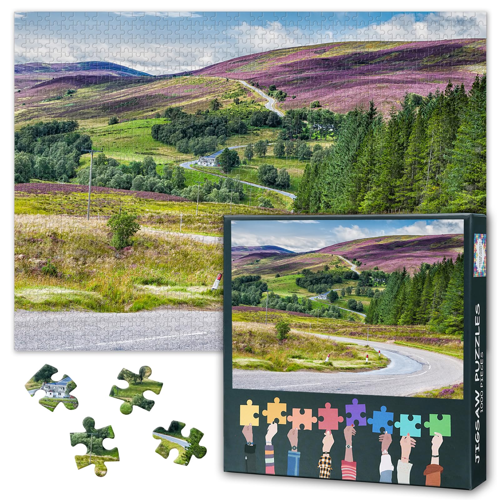 Puzzles for Adults 1000 Pieces Scottish Highlands Cairngorms National Park Jigsaw Puzzles Lecht Ski Resort Scotland Adult Puzzle for Adults Educational Fun Games or Toys for Elders Friends 20X27 INCH โ image 1