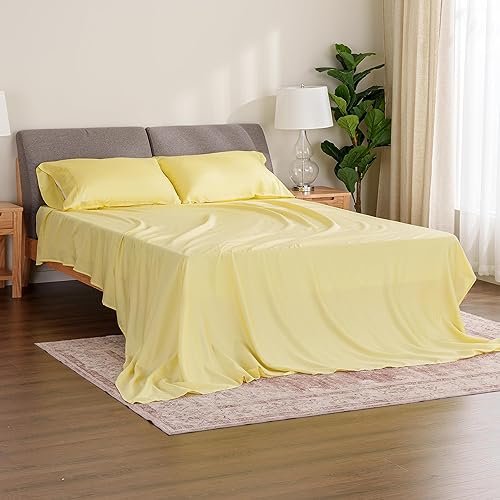 Miniatura 2 de Berkshire Blanket Juego de ropa de cama de tejido percal de 300 hilos, sábanas y fundas de almohada de 100 % algodón, 4 piezas, bolsillo profundo,