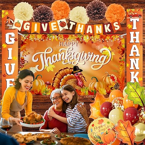 Miniatura 7 de Suministros de decoración de fiesta de Acción de Gracias, pancarta de Acción de Gracias, remolinos colgantes para vacaciones de otoño, decoración