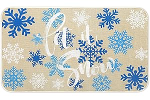 Blue & White Winter Snowflake Christmas Doormat