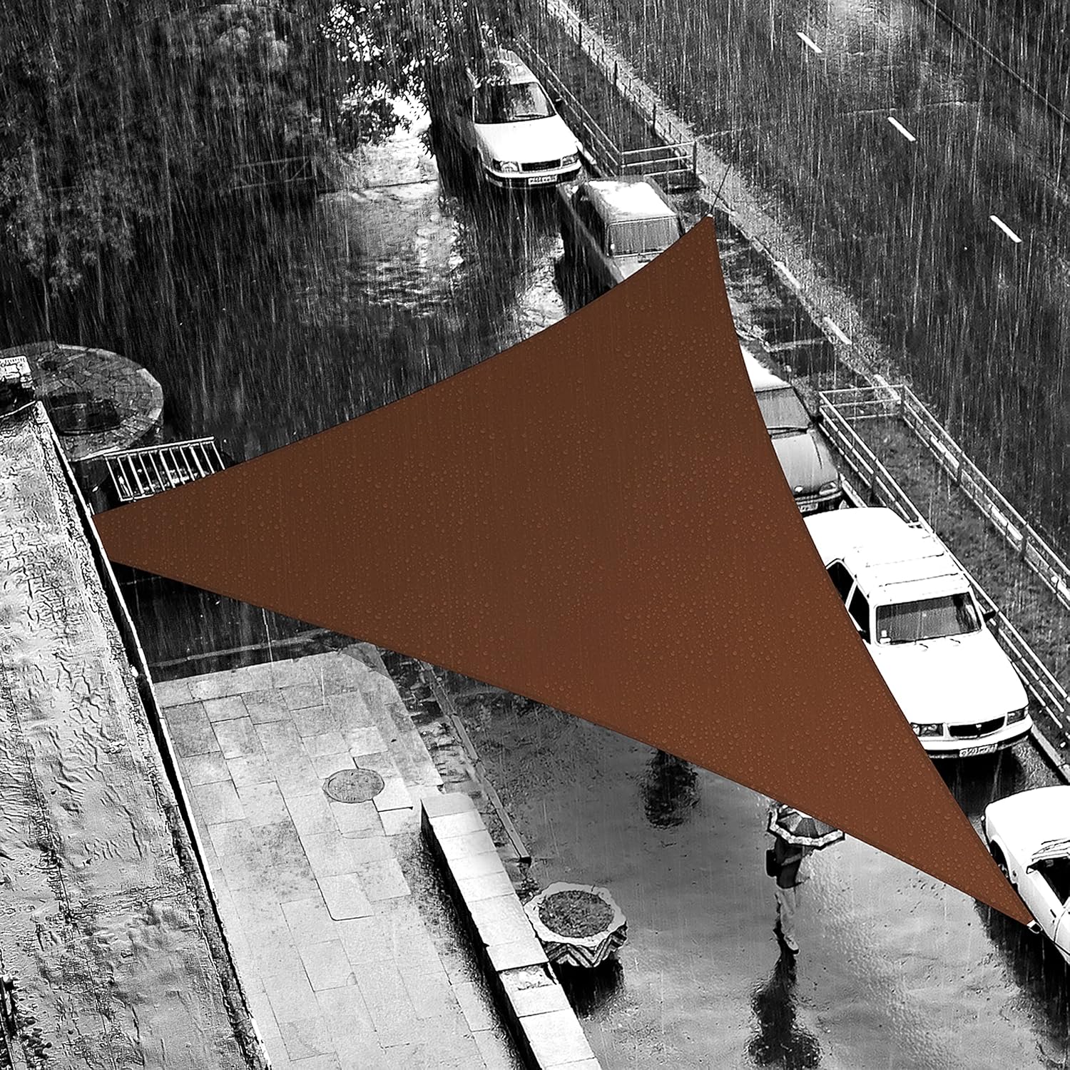 ShadeMart 6' x 6' x 6' Brown Waterproof Shade Sail Sun Shade Sail Triangle Custom Size Water Resistant Canopy Awning Shelter, 95% UV Blockage for Outdoor Patio Carport