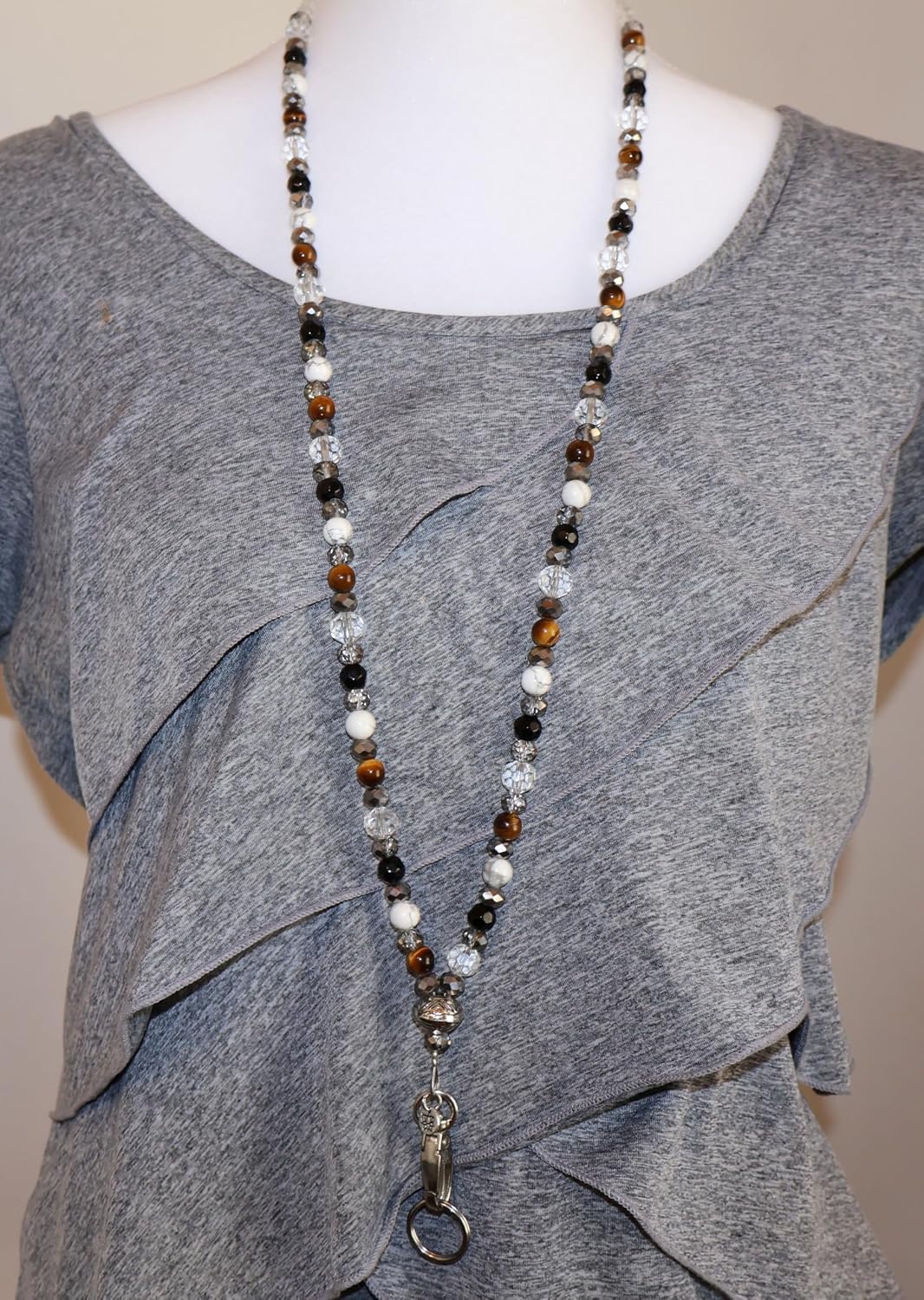 Hidden Hollow Beads Women's Fashion Hand Beaded in USA Lanyard, 34" Jewelry Necklace ID Badge Holder Keys Phone Teacher image 3