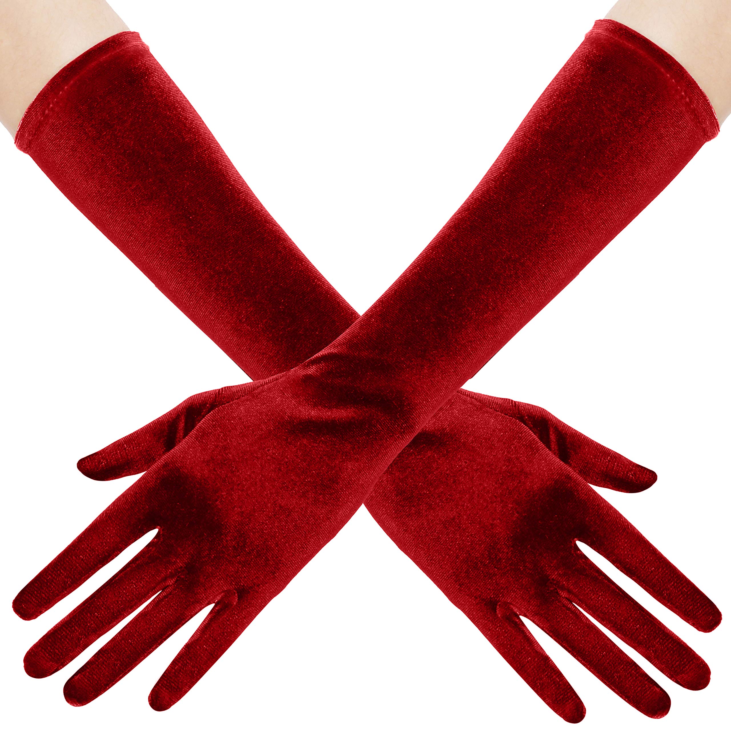 BABEYOND Opera Party Velvet Gloves - Short Tea Party Gloves 1920s Flapper Accessories for Women, Red, One Size — image 1