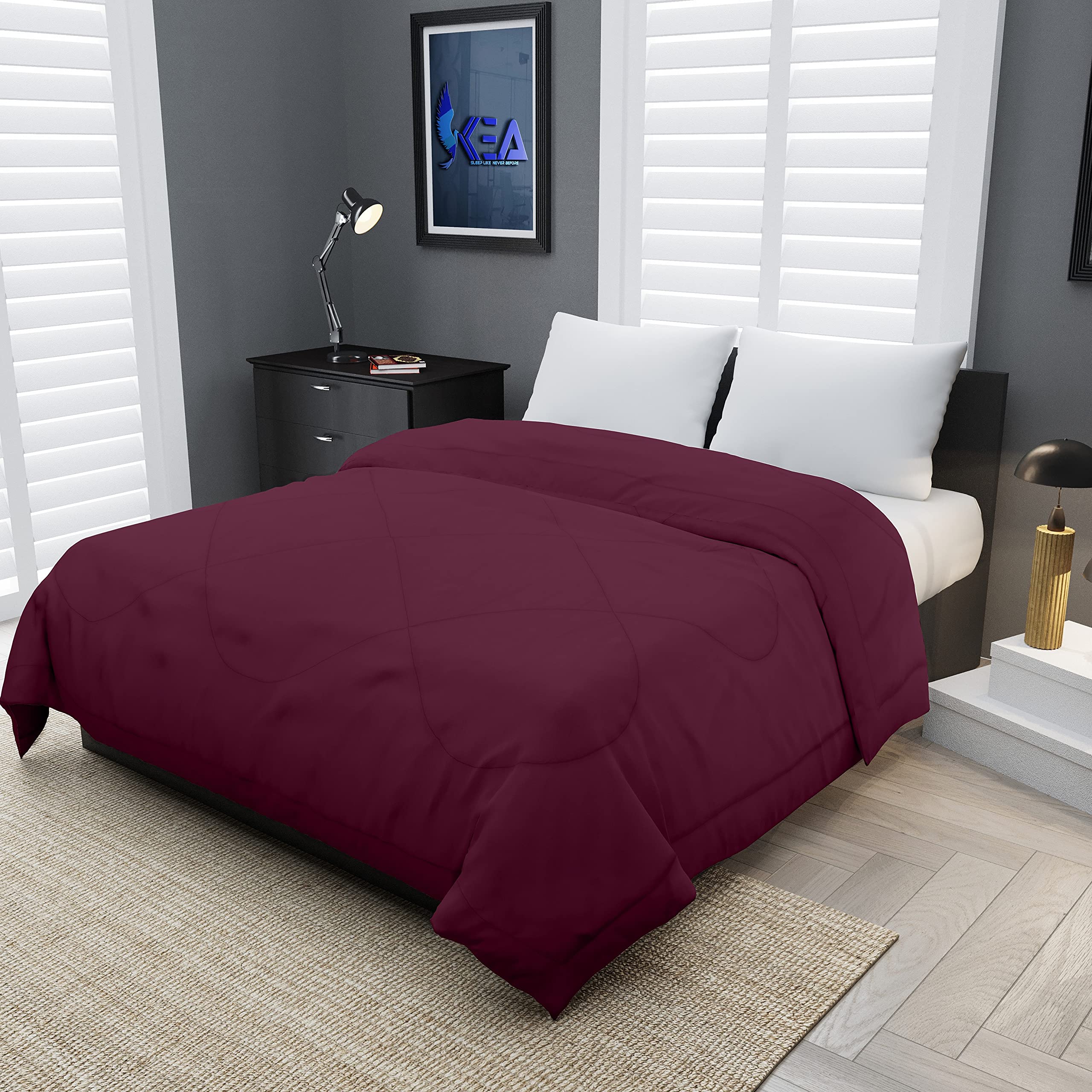 KEA Microfibre Reversible Double Bed King Size Comforter/Duvet for All Weather(Wine, 250 GSM)|Comforter Double-image-25