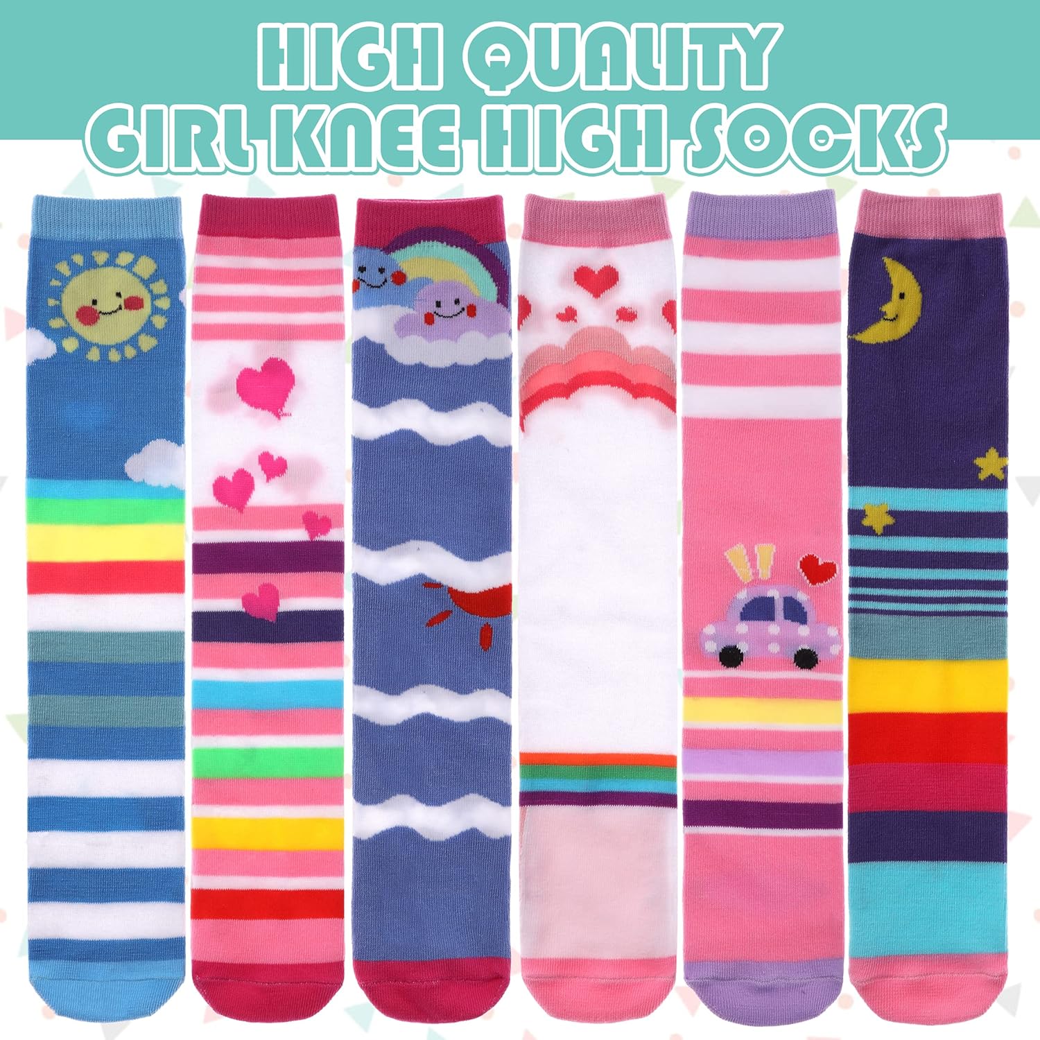 LINEMIN 3-12 Years Girls Knee High Socks Kids Cartoon Animal Warm Cotton Long Tall Boot Socks 6 Pairs - Image 4
