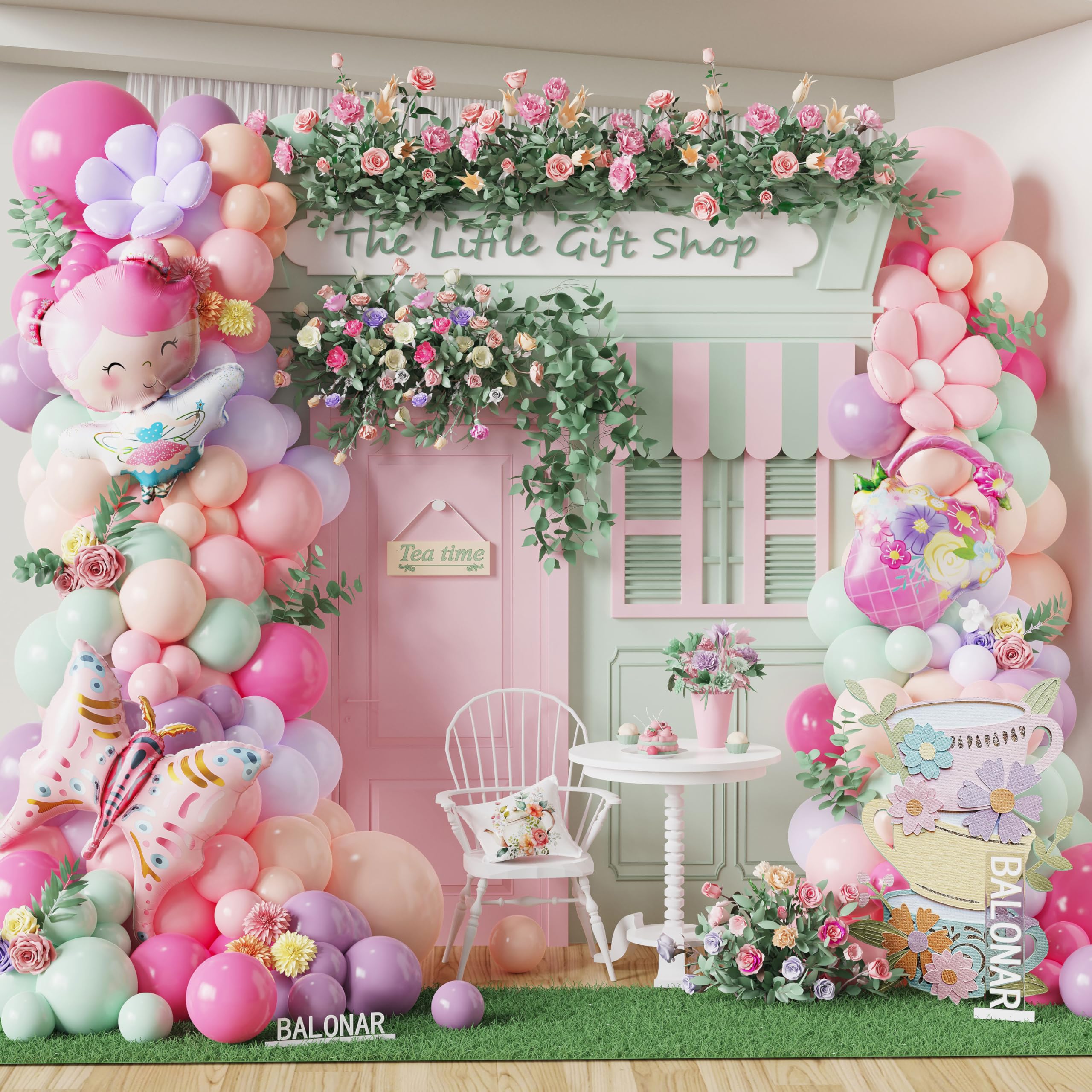 Fairy Wonderland Birthday Party Decorations Garden Fairy Butterfly Balloon Arch Kit with 150Pcs Dusty Latex Balloons for Girls Fairy Princess