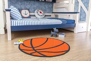 Furnish my Place Basketball Round Play Area Rugs for Kids | Round Shaped | Kindergarten Classrooms and Playrooms | Contemporary | Multicolor | (Basketball 3'3" Round)