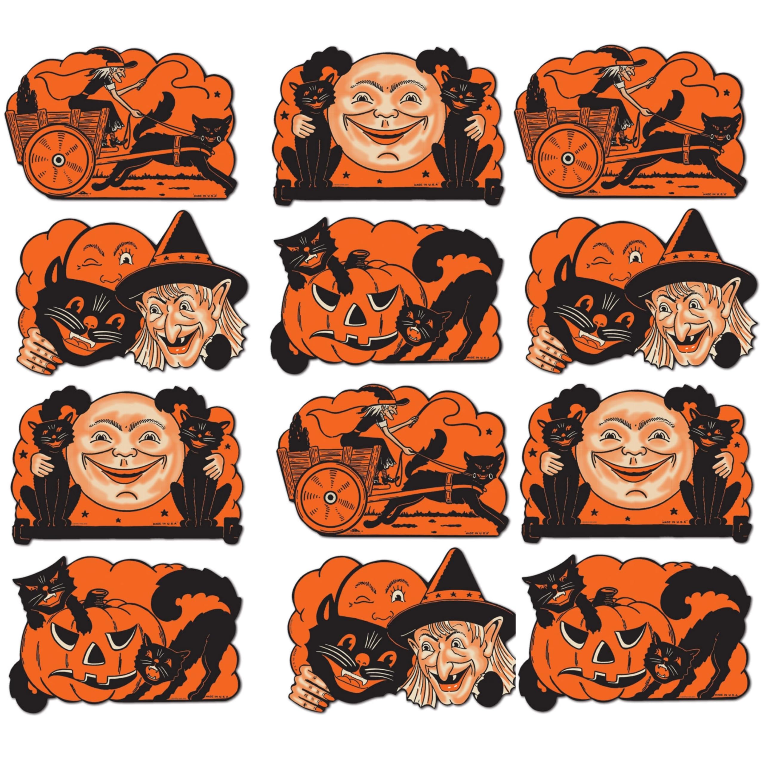 Décoration d'halloween vintage en carton rétro pour mur et fenêtre de salon