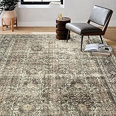 3x5 Area Rug Washable Vintage Neutral Entryway Living Room Carpet Indoor Office Non Slip Brown Entrance Distressed Low Pile Retro Accent Throw Rug for Dining Room Bathroom Bedroom Laundry