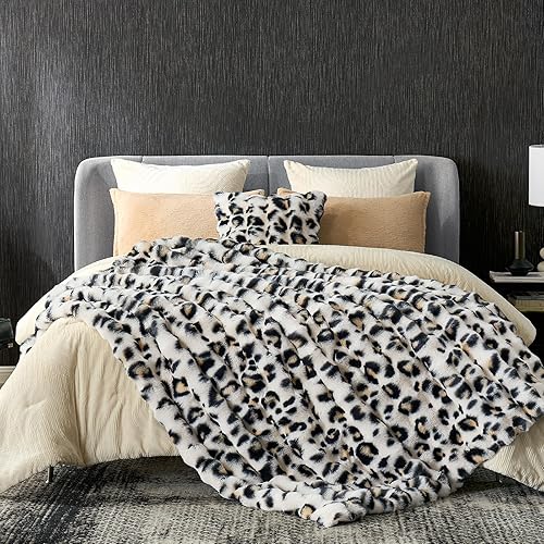 Miniatura 60 de Cozy Bliss Manta de Tiro de Piel Sintética para Sofá, Manta de Felpa Suave Difusa y Gruesa de Burbujas para Sofá Dormitorio Sala de Estar, 50 * 60