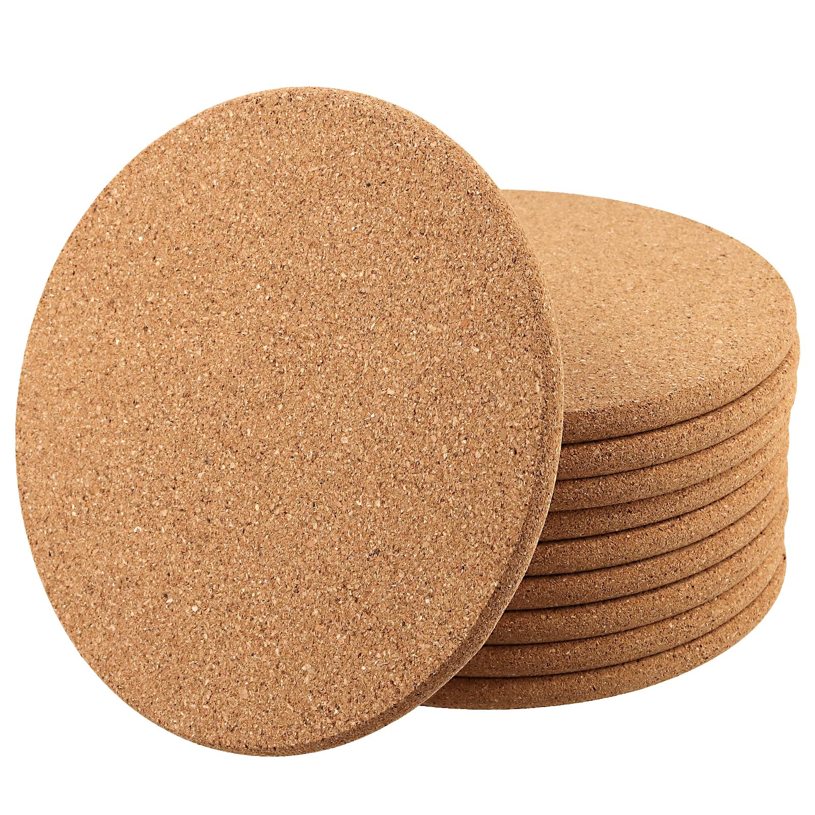 SOUJAP 10 PCS 20cm Cork Plant Coasters, 8 Inch Round Cork Trivet for Cup Drink Plant