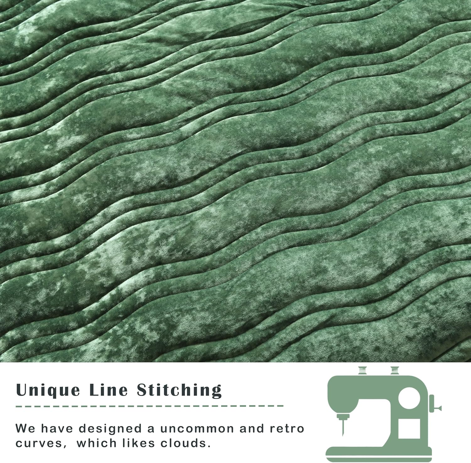 Luxury Velvet Queen Comforter Set, Green Queen Size Comforter Sets, Emerald Green Queen Quilt Bedding Set, Luxurious Plush Bedspreaqd Sets,Soft Lightweight Bedding for All Season - Image 4