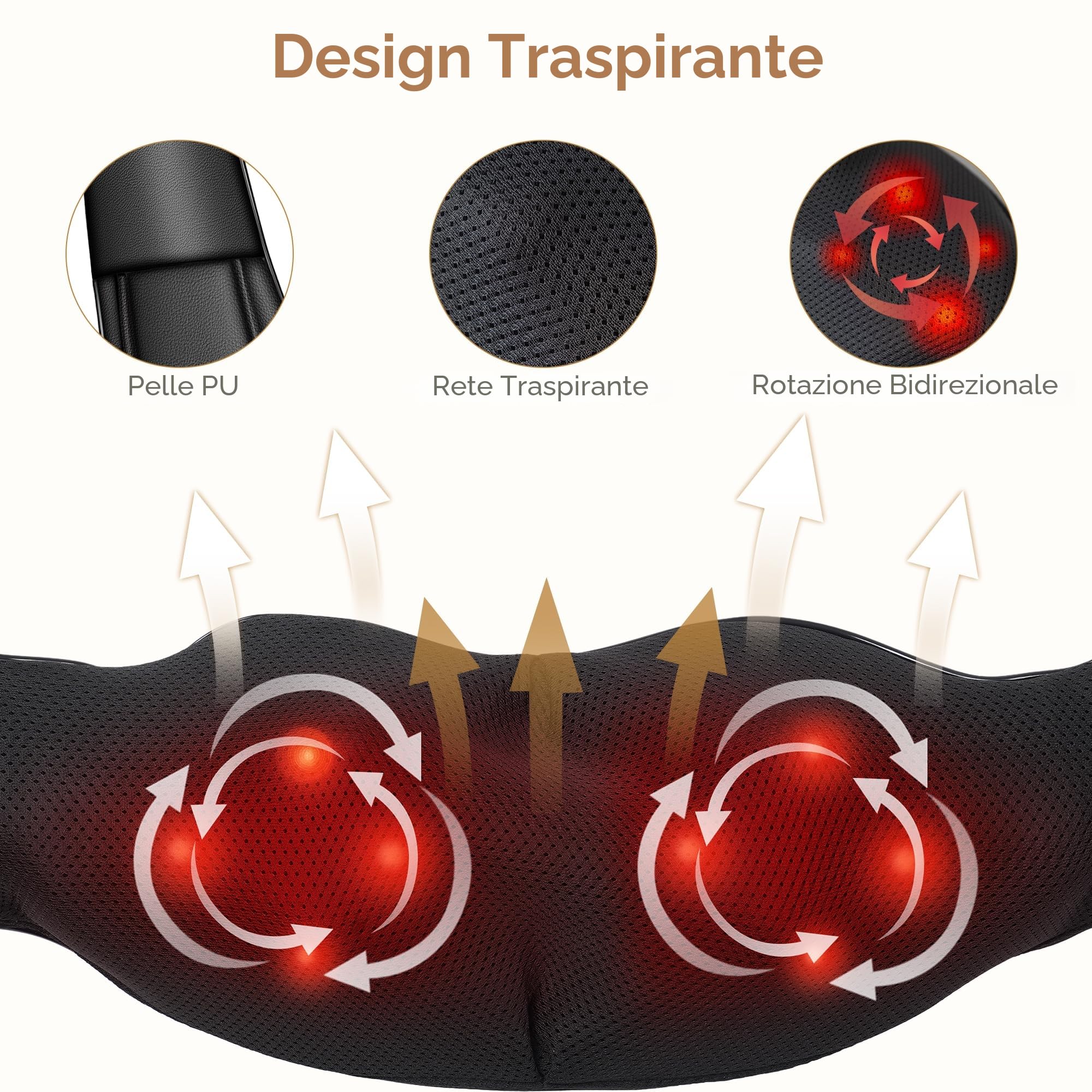 Brelley Massaggiatore per Cervicale, Massaggio Termico 3D, Massaggiatore Cervicale per Alleviare il Dolore Muscolare, in Pelle PU, Regalo per Donne e Uomini