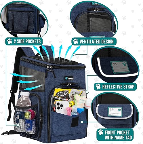 Miniatura 2 de PetAmi - Mochila para perros y gatos pequeños  Aprobado por aerolínea  Entrada ventilada de 4 vías, seguridad y soporte suave de espalda  Plegable
