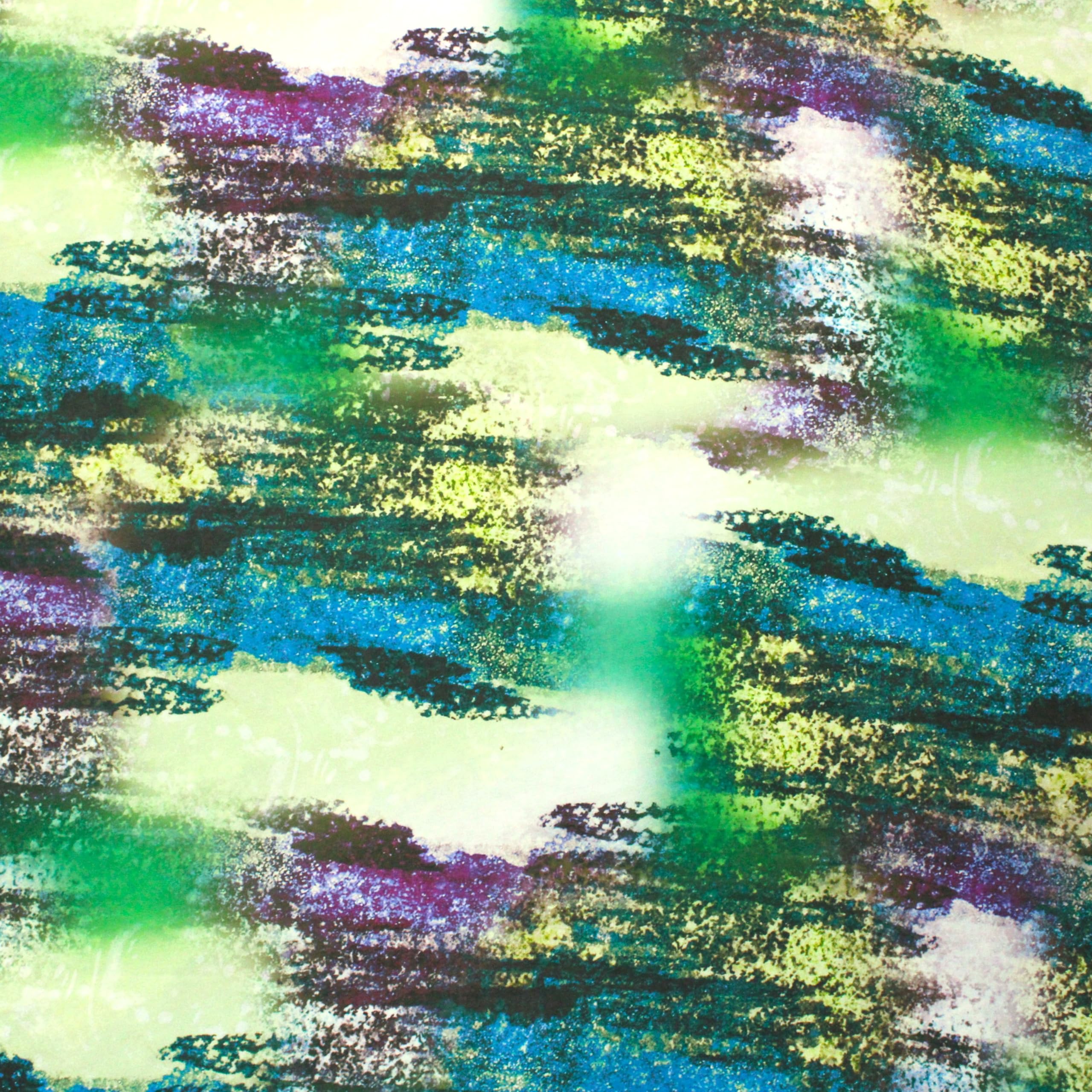 TFG 3 Metre Bundle Premium Japanese Gold Foil Kimono Satin Fabric 55" Wide Soft Dressmaking (Tie Dye Dark Greens)
