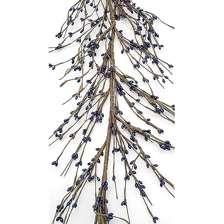 Evron International AR1956C-36 Primitive Pip Berry Garland in Country Navy Blue