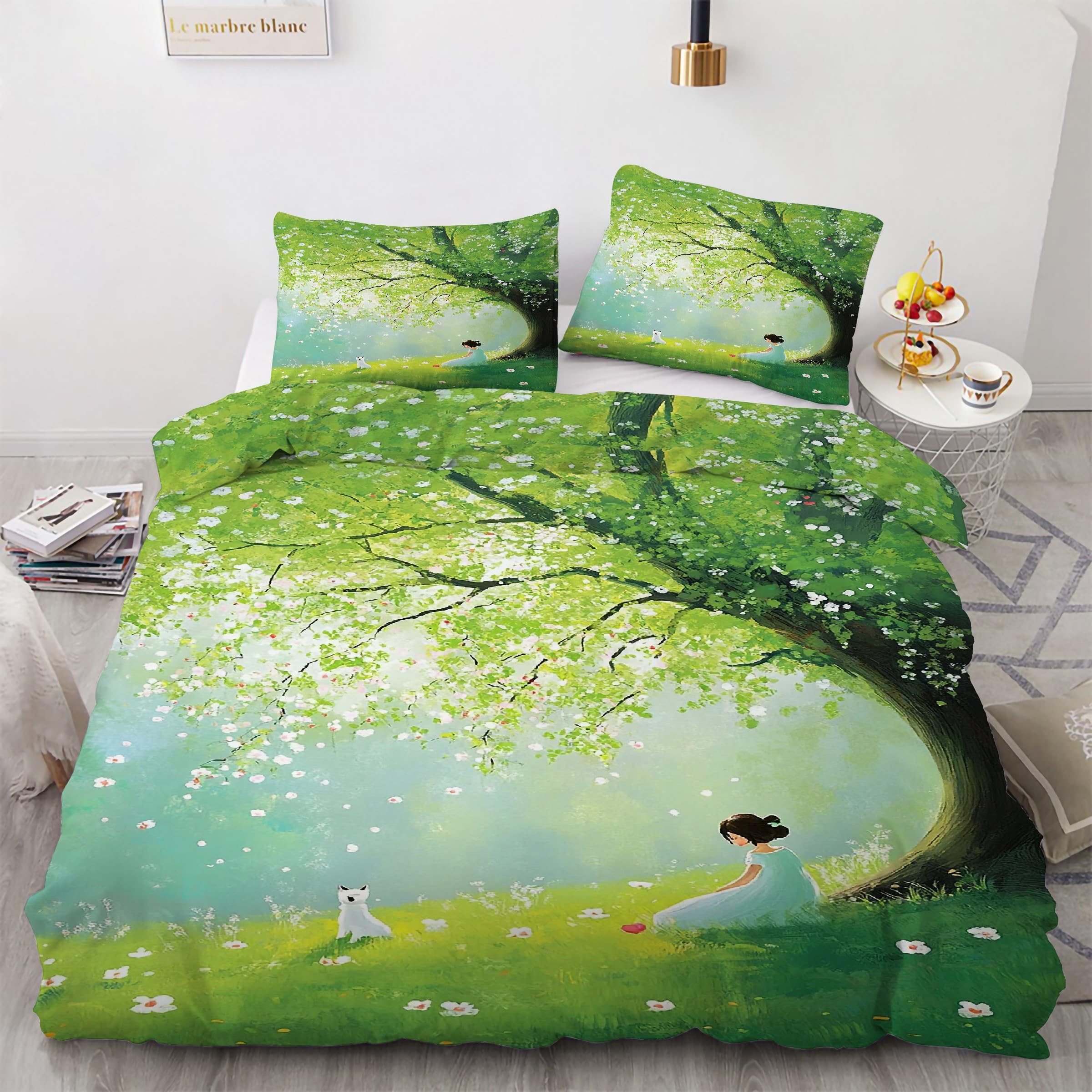 Housse de couette 240 x 260 microfibre parure de lit vert ensemble de literie