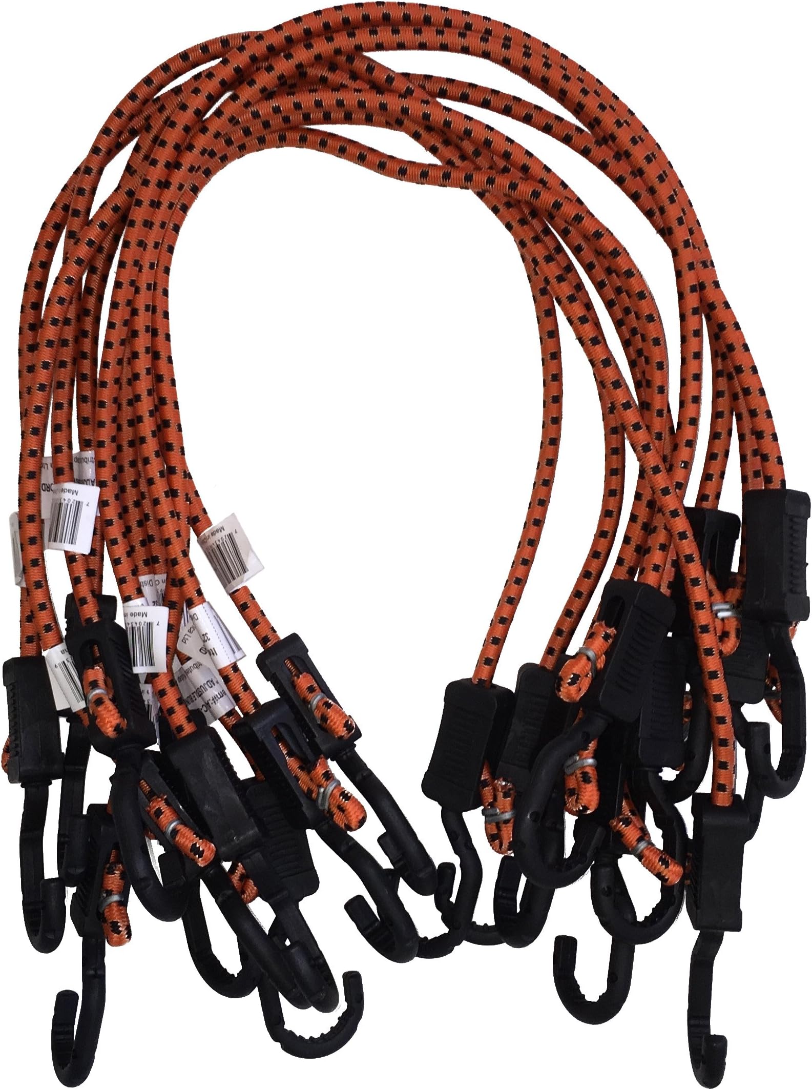 Kotap MABC-32 All- Purpose Adjustable Bungee Cords with Hooks, 32-Inch, Orange/Black, 10 Count