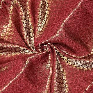 Maroon Brocade Art Silk Fabric Skirt Wedding Lehenga Solid Pattern Fabric for Sewing Crafting Home Decor by The Yard