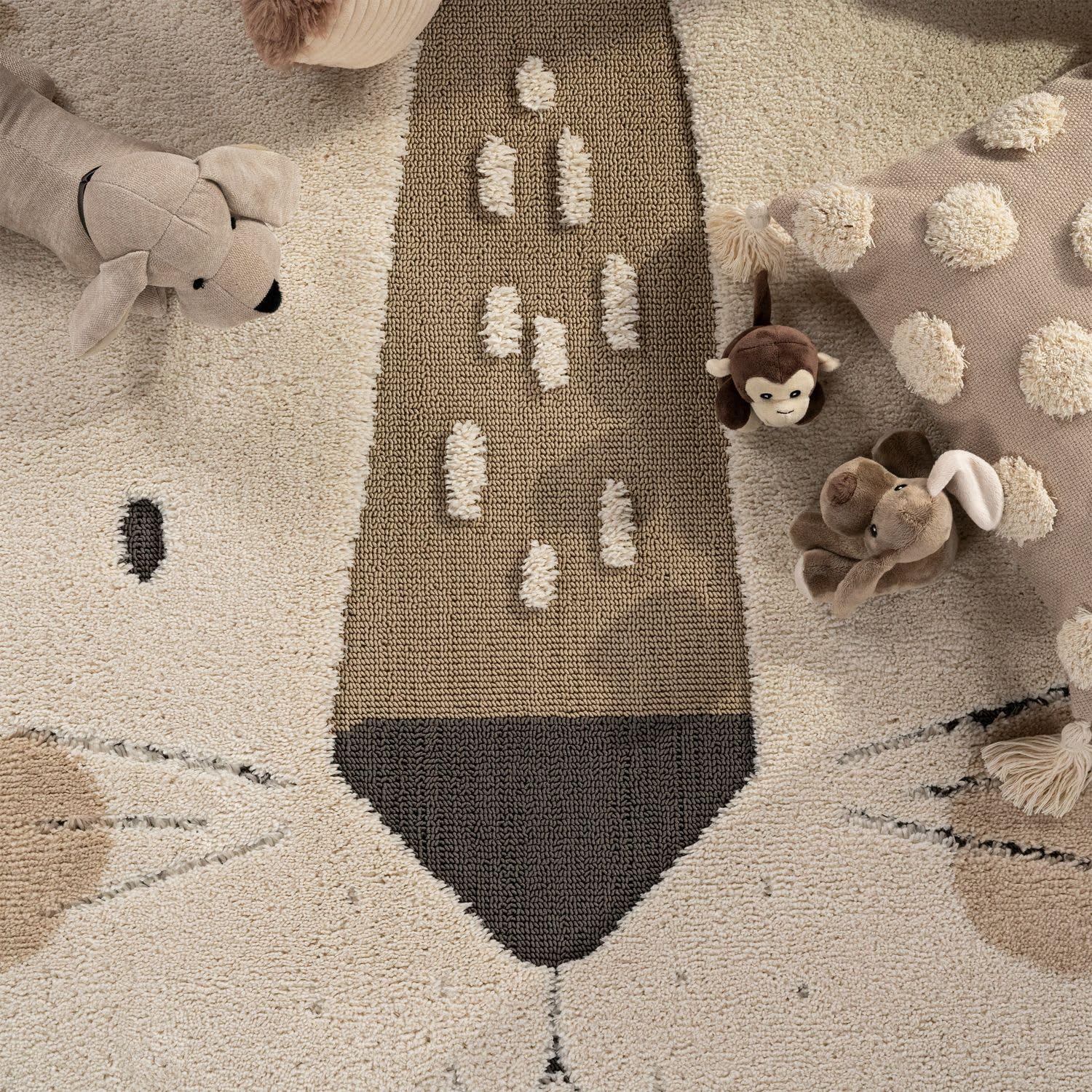 TT Home Alfombra Infantil Alfombra habitación Infantil Alfombra Juego Redonda Pelo Corto Motivo montañas 3D Suave Moderno, Tamaño:160 cm Redondo