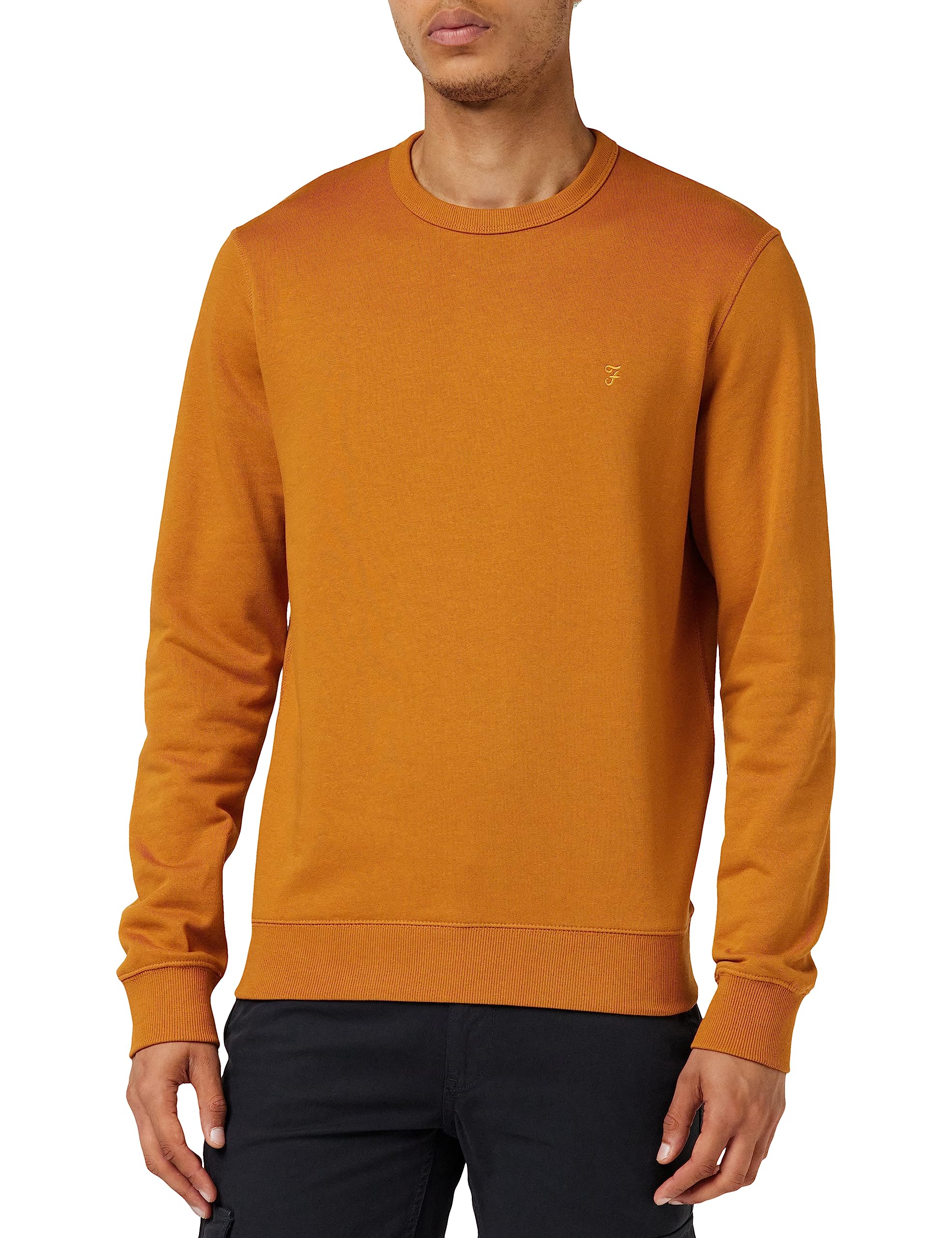 Farah Mens Crew Sweatshirt Ochre Brown S