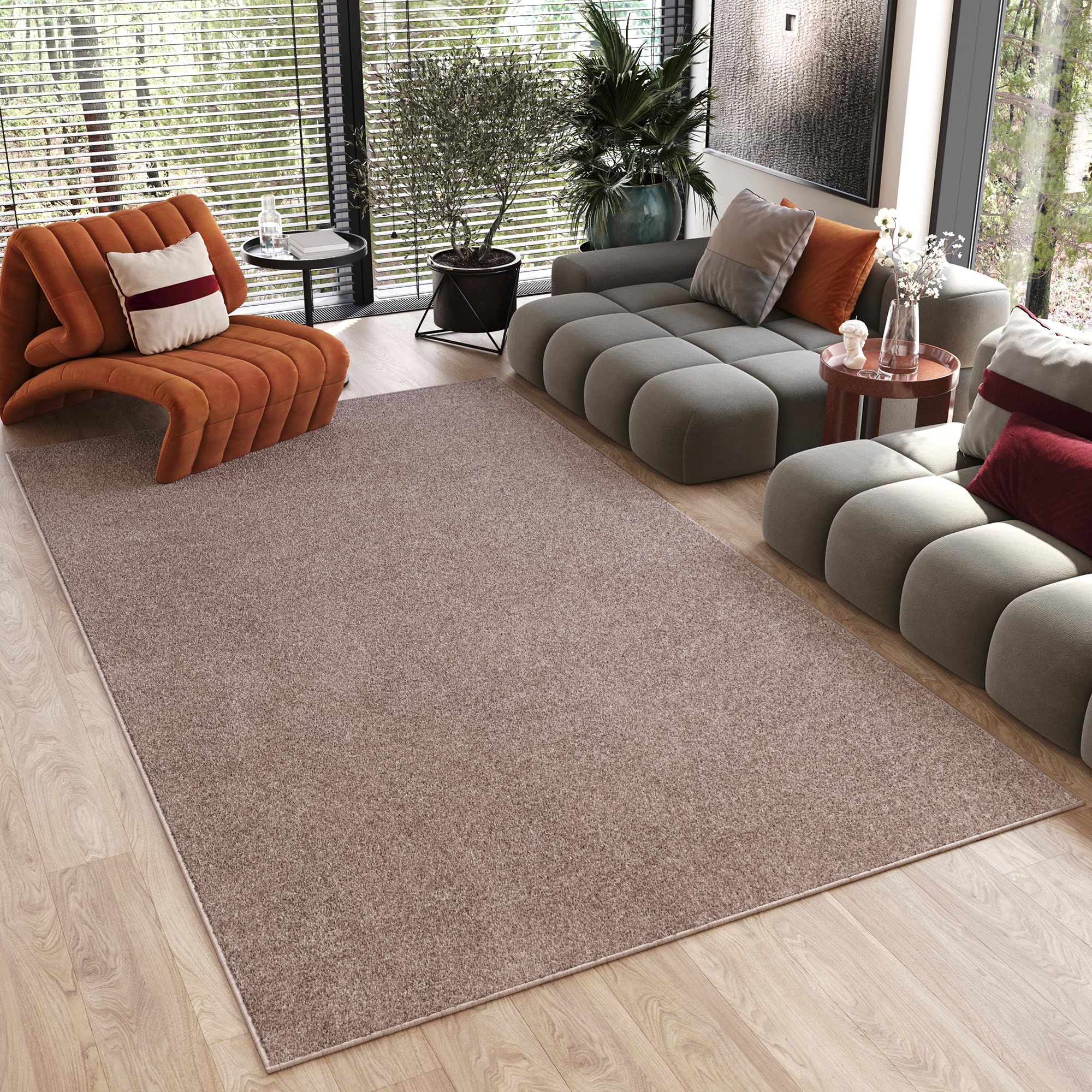 TAPISO Noyan Alfombra Antideslizante Lavable de Pelo Corto Resistente Diseño Moderno Beige Alfombra de Salón Dormitorio Habitación Infantil Oeko-Tex 80 x 150 cm