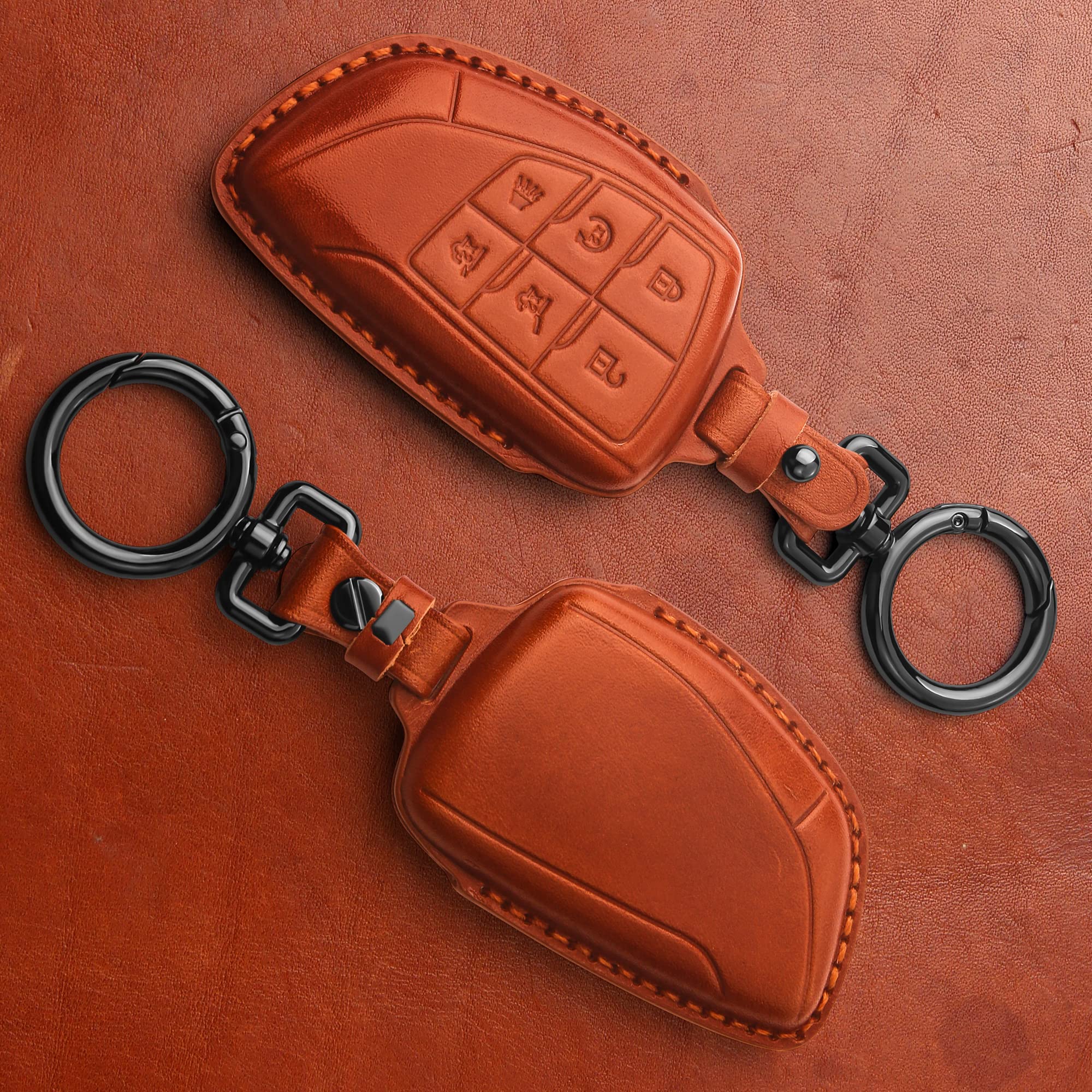 Chevy GMC Key Fob Cover With Keychain – No Screws Needed, Fits 2021-2025 Silverado, Sierra, Tahoe, Yukon (Red, 6 Buttons)
