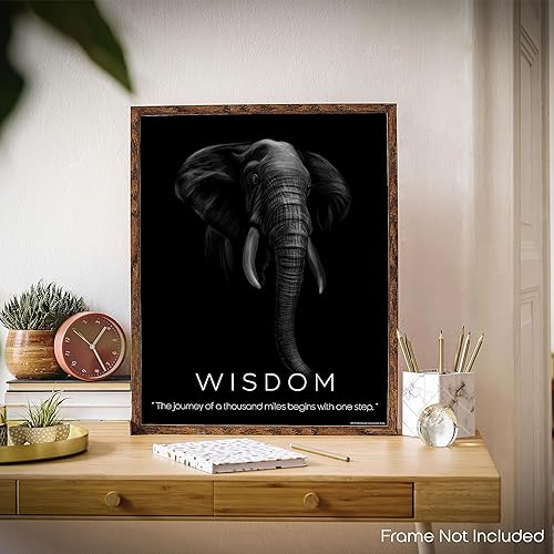 Miniatura 4 de Inspirational Wall Art Co. - Sabiduría - Pósteres de citas motivacionales de éxito de Elephant Hustle Focus - Impresión para el hogar, oficina,