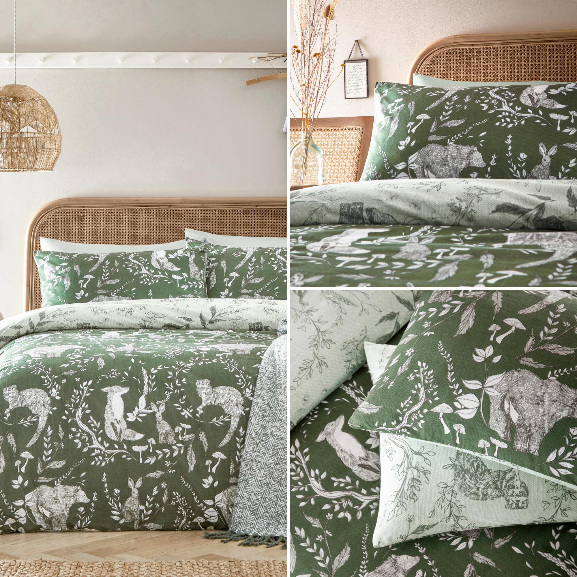 furn. Sea Buckthorn Super King Duvet Cover Set Evergreen