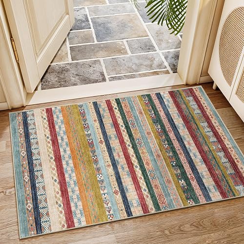 Puino 2x3 Washable Boho Stripe Rug