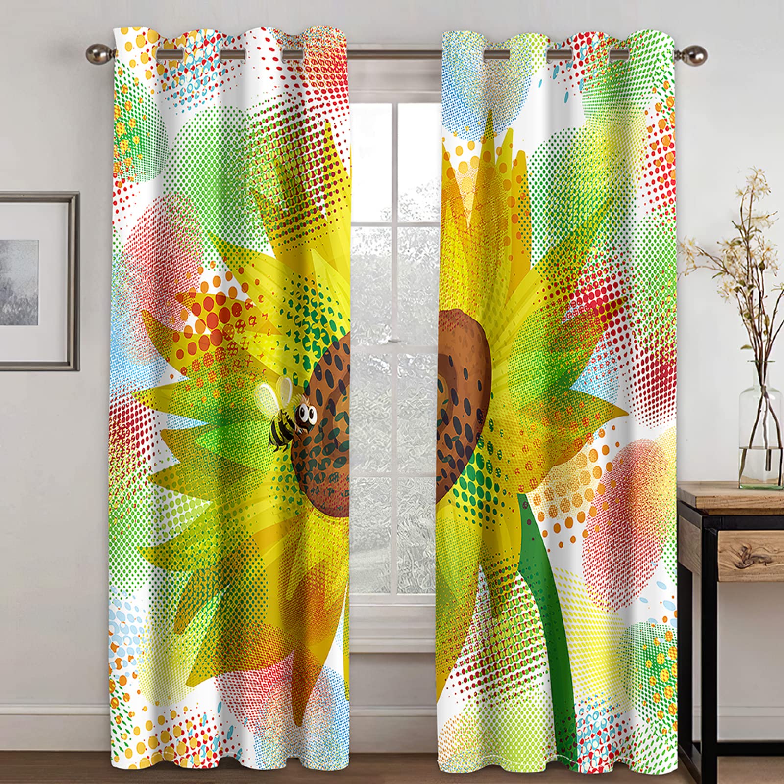 Vorhang Blickdicht Verdunklungsvorhänge Gardienen 2-SetBlume 150x166cm