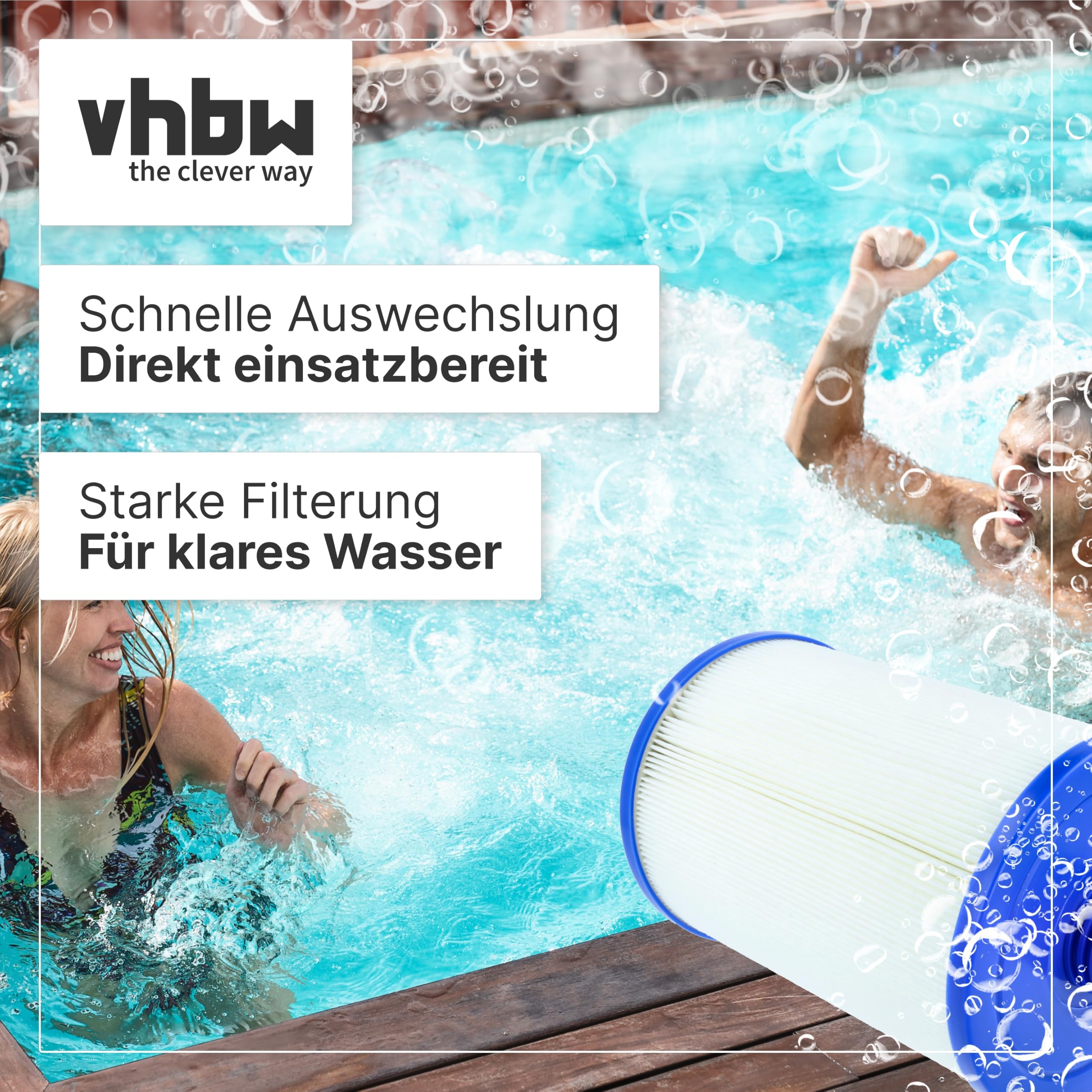vhbw 4X wkład filtrujący zastępuje Pool Pure 03FIL1400 do basenu - filtr wymienny biały/niebieski