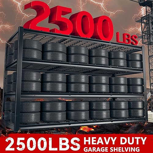 Miniatura 3 de REIBII Estantería de garaje de 60 pulgadas de ancho, estantes de almacenamiento de 4 niveles resistentes, estante industrial de 2500 libras,