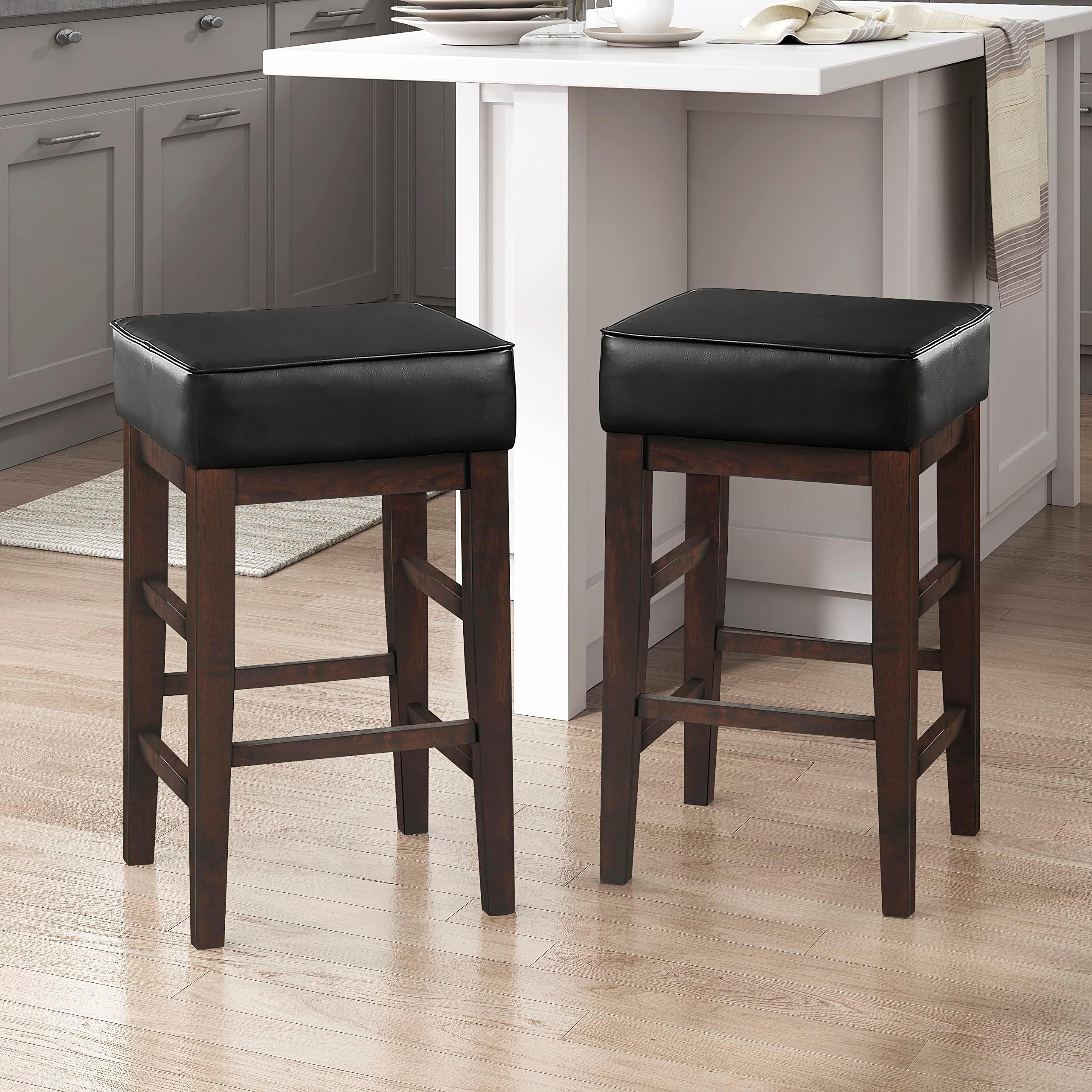 LEXICONWrigley Counter Height Stool (Set of 2), 26" SH, Black