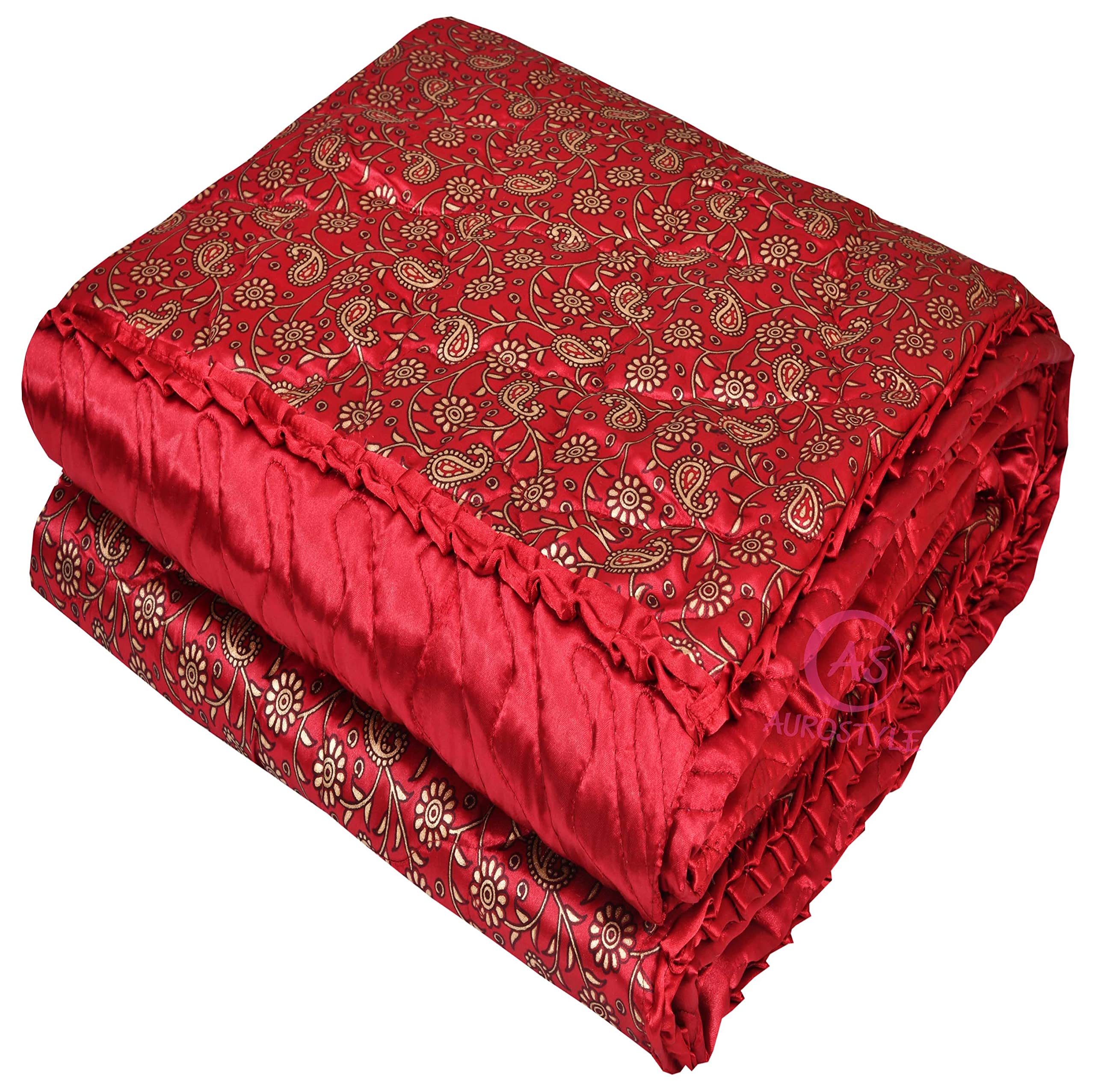 AUROSTYLE 210 GSM Pure Satin Deluxe VIP Machine Stitched Traditional Jaipuri Gold Printed AC Comforter/Blanket/Quilt (Double Bed - 90 x 108 Inch) (B0BYPDGGDD) Amazon Price History, Amazon Price Tracker