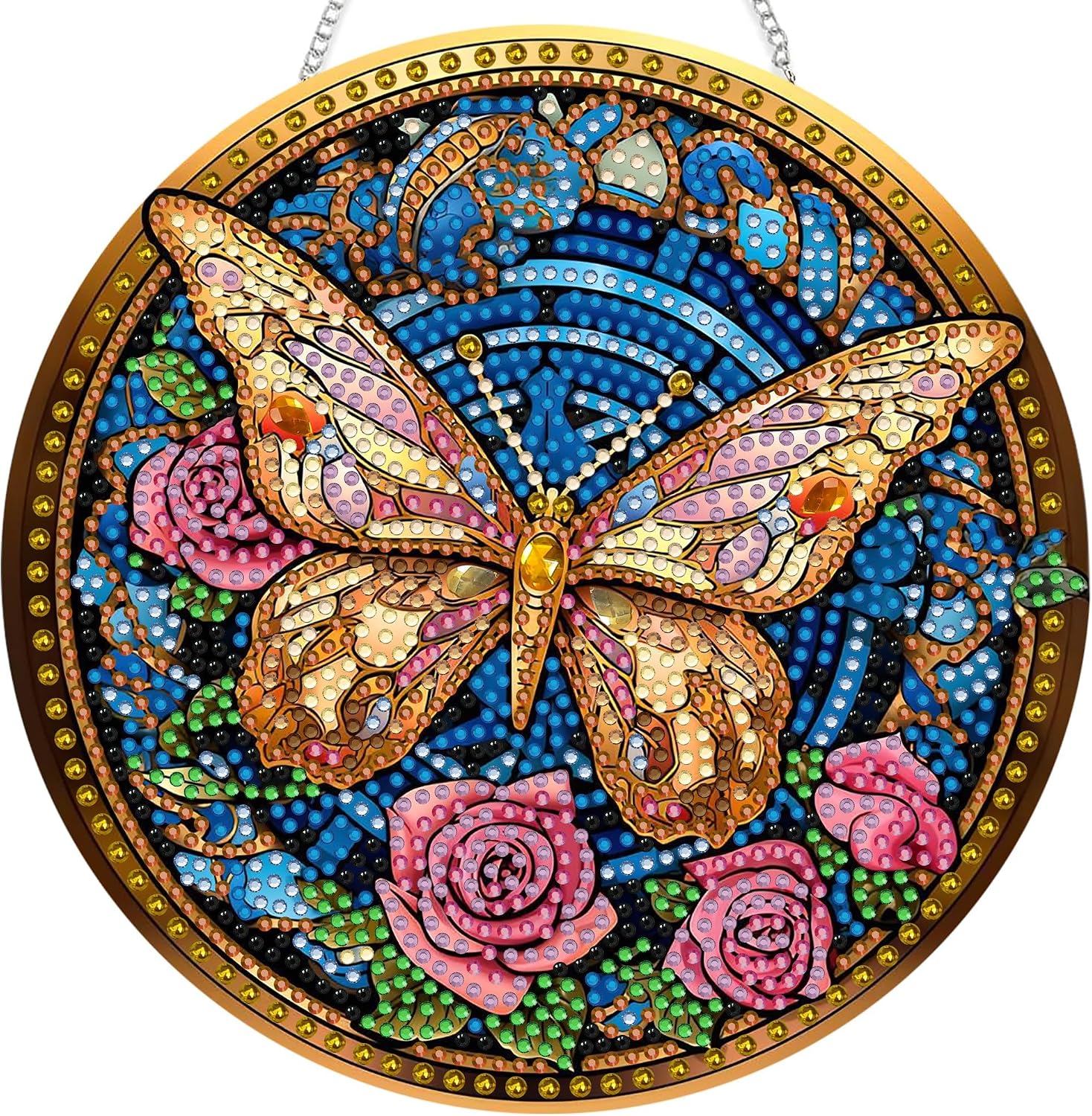 SKRYUIE Flower Hanging Diamond Art Kits for Adults Pendant Suncatcher, Special Shaped Crystal DIY Pearl Diamond Painting Kit, Gift for Mother Spring Summer Window Wreath Decor 7.5 x 7.3 Inch