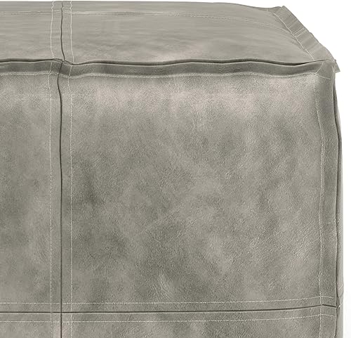 Miniatura 68 de SIMPLIHOME Brody - Puf cuadrado grande de 30 pulgadas de ancho, color gris envejecido, otomana de piel sintética vegana, reposapiés o asiento
