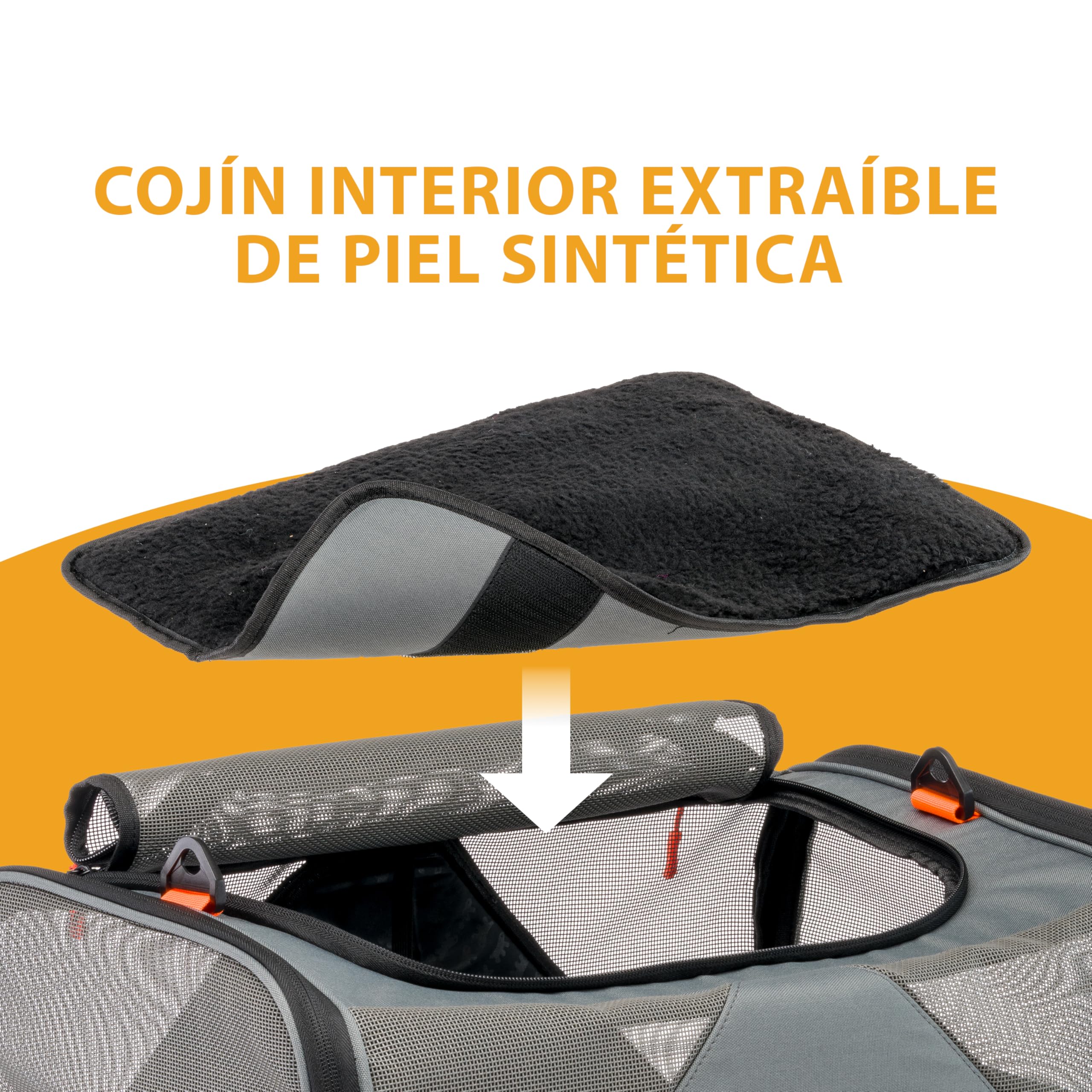 Ferplast Transportín Gato Voyager Carrier, Transportín Perro, Mochila para Gatos, Asas y Bandolera Regulables, Correa de Seguridad, Doble Apertura Lateral, con Cojín, Máx. 15 kg, 45x30x h33 cm, Gris