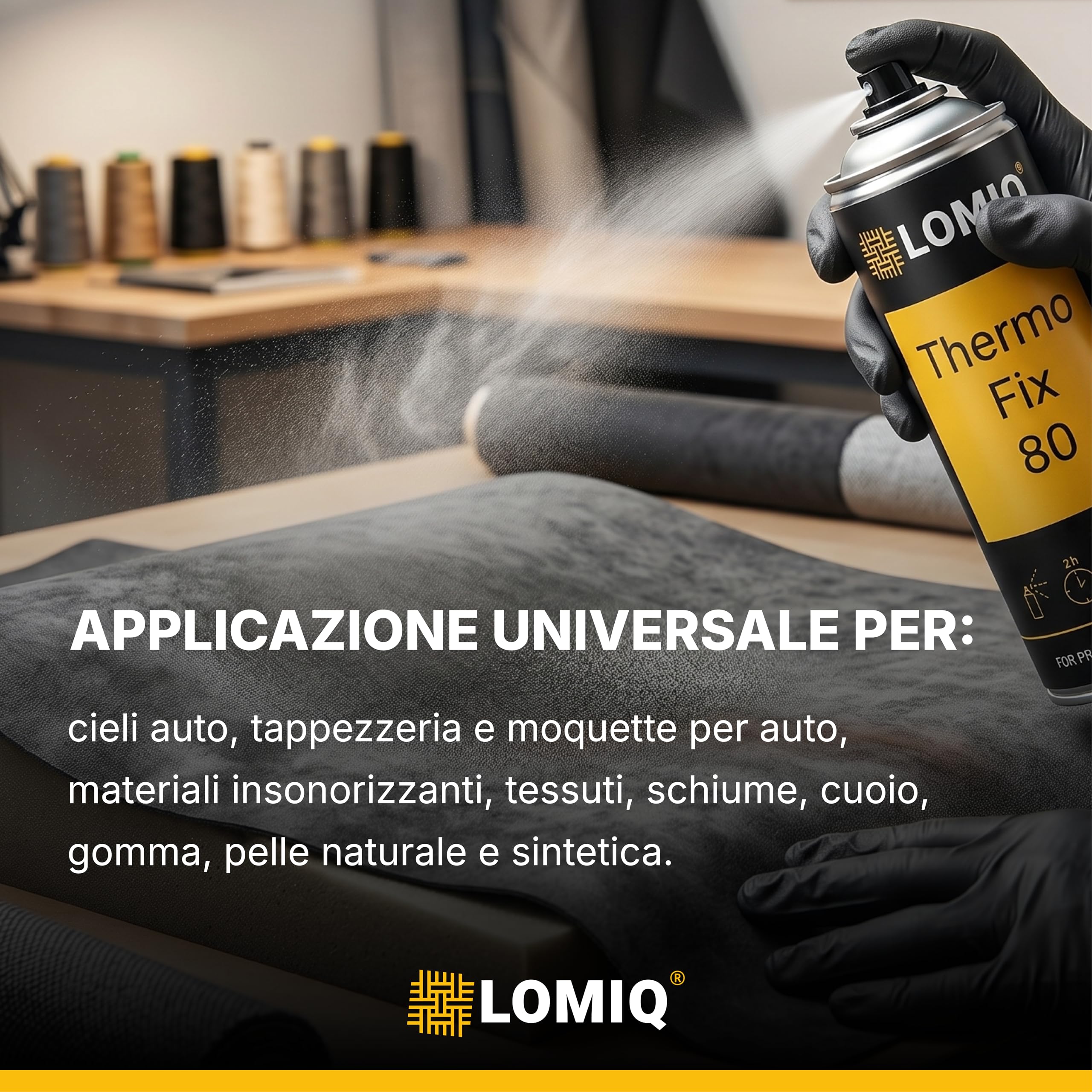 Colla spray THERMOFIX 500 ml, colla tessile universale, colla forte per tessuti per rivestimenti interni, tappezzeria, feltro, similpelle, giunzione flessibile, adesione rapida ed evaporazione