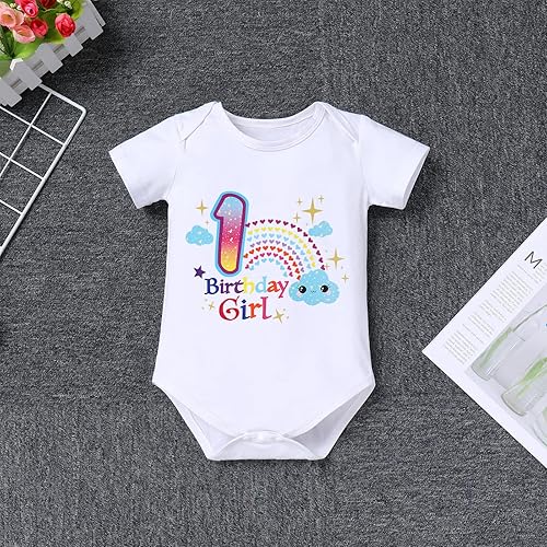 Miniatura 6 de IBTOM CASTLE Conjunto de falda de unicornio para bebé niña 1er 2do 3er cumpleaños, tutú arco iris, pastel de princesa, mameluco con diadema para