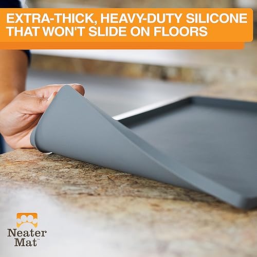 Miniatura 4 de Neater Pet Brands Neater Mat Tapete de comida para gatos y perros, mantel individual de silicona impermeable y sin BPA con borde elevado para debajo