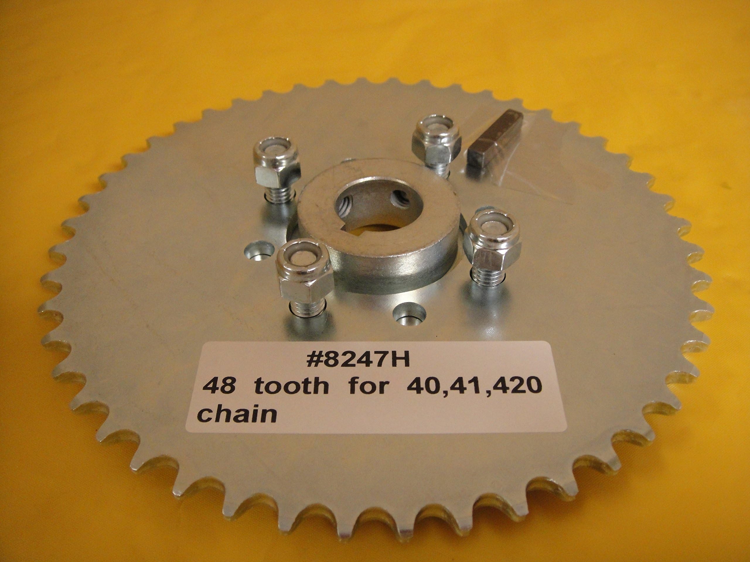 Go Cart Sprocket and Hub for 1" Axle,48 Tooth for #40,41,420 Chain WAO8247H