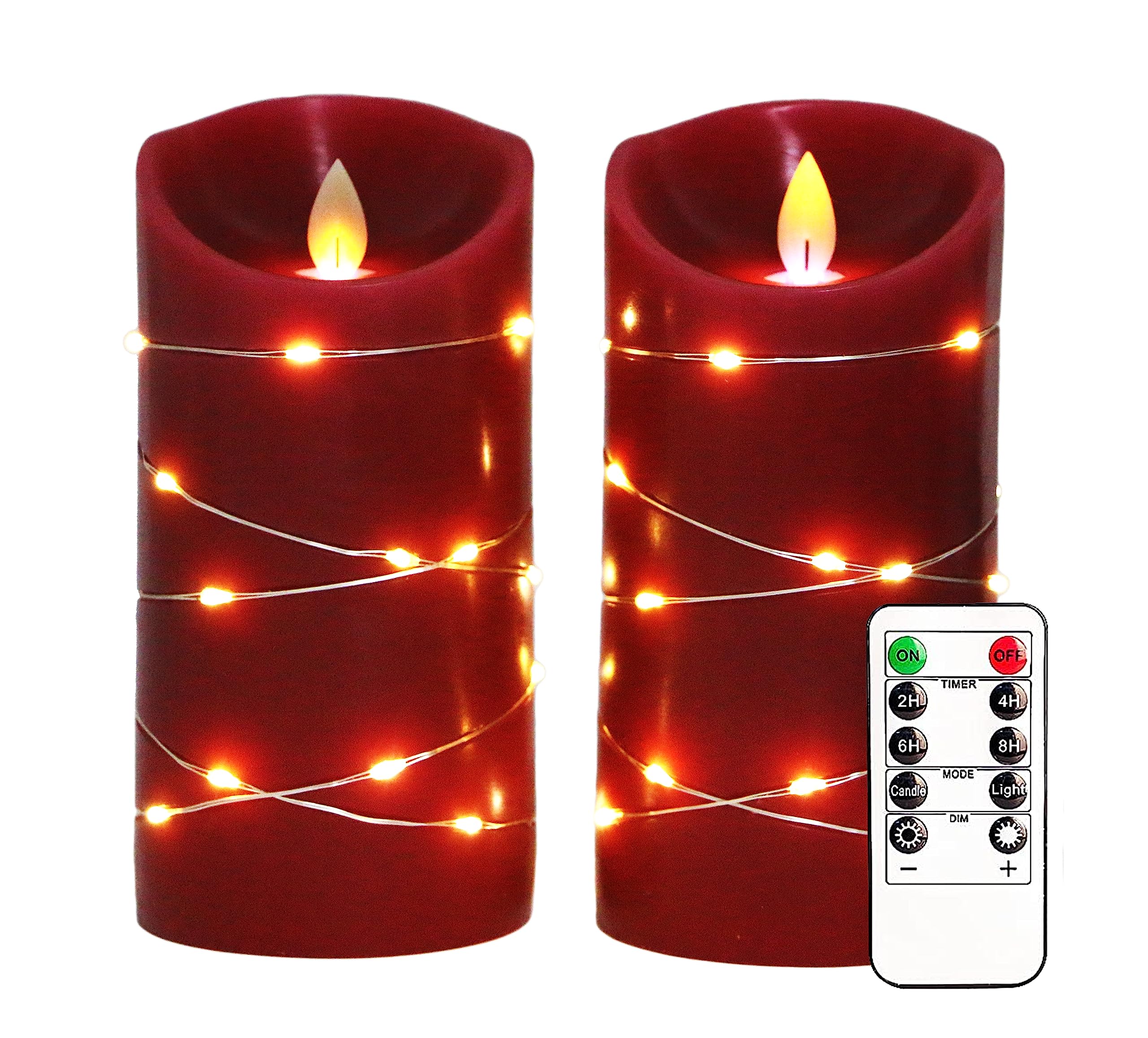LTETTES Flameless LED Candles Set of 2 | Real Paraffin Wax with Flickering Faux Wick | Battery Operated with Remote Control | Red Pillar Candles 6"x3" | Birthday | Gifting | Restaurants