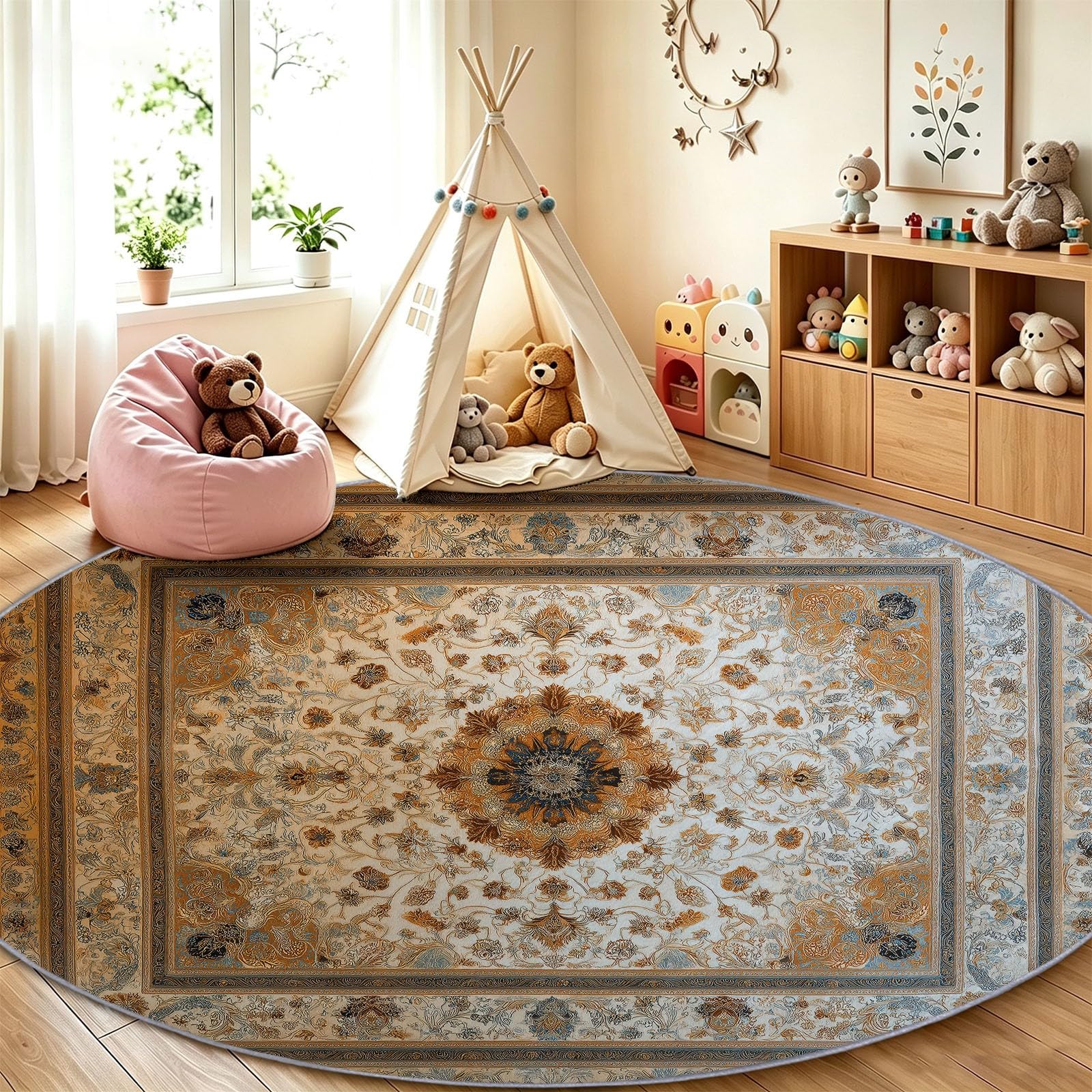 Traditional Oriental - Tappeto rotondo, 180 cm, lavabile in lavatrice