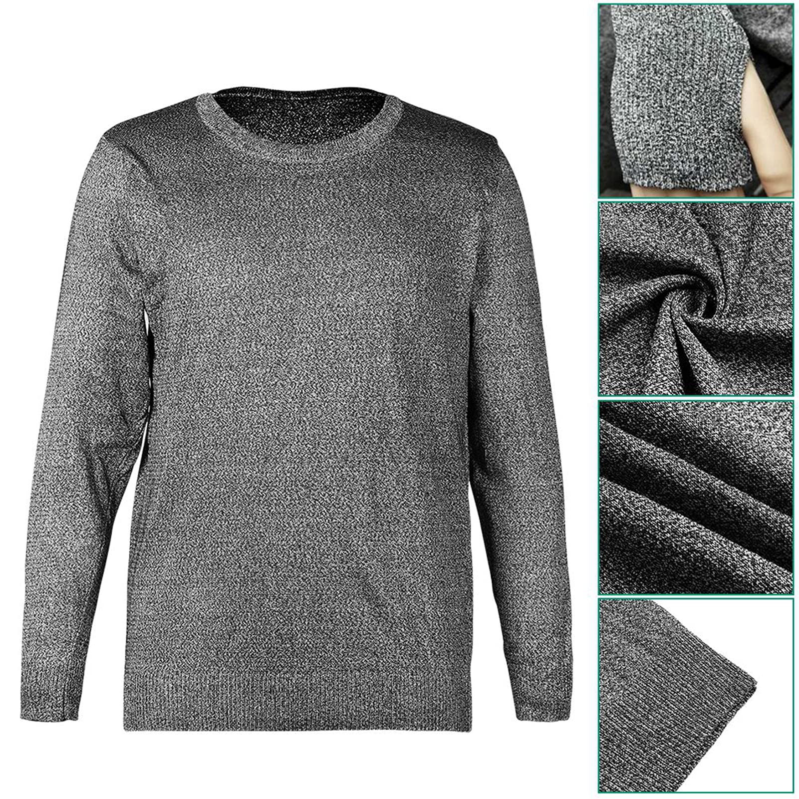 Gilet de protection contre les coupures Niveau 5 - T-shirt résistant aux coupures - Manches longues - Col rond (M)