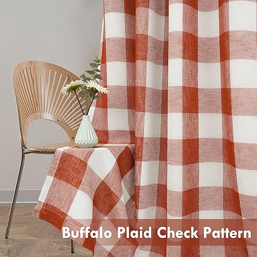 Vista 239 de DriftAway - Cortinas de ojales opacas, patrón a cuadros, forro térmico con aislamiento, blackout, impresas a cuadros, 2 capas, juego de 2 paneles