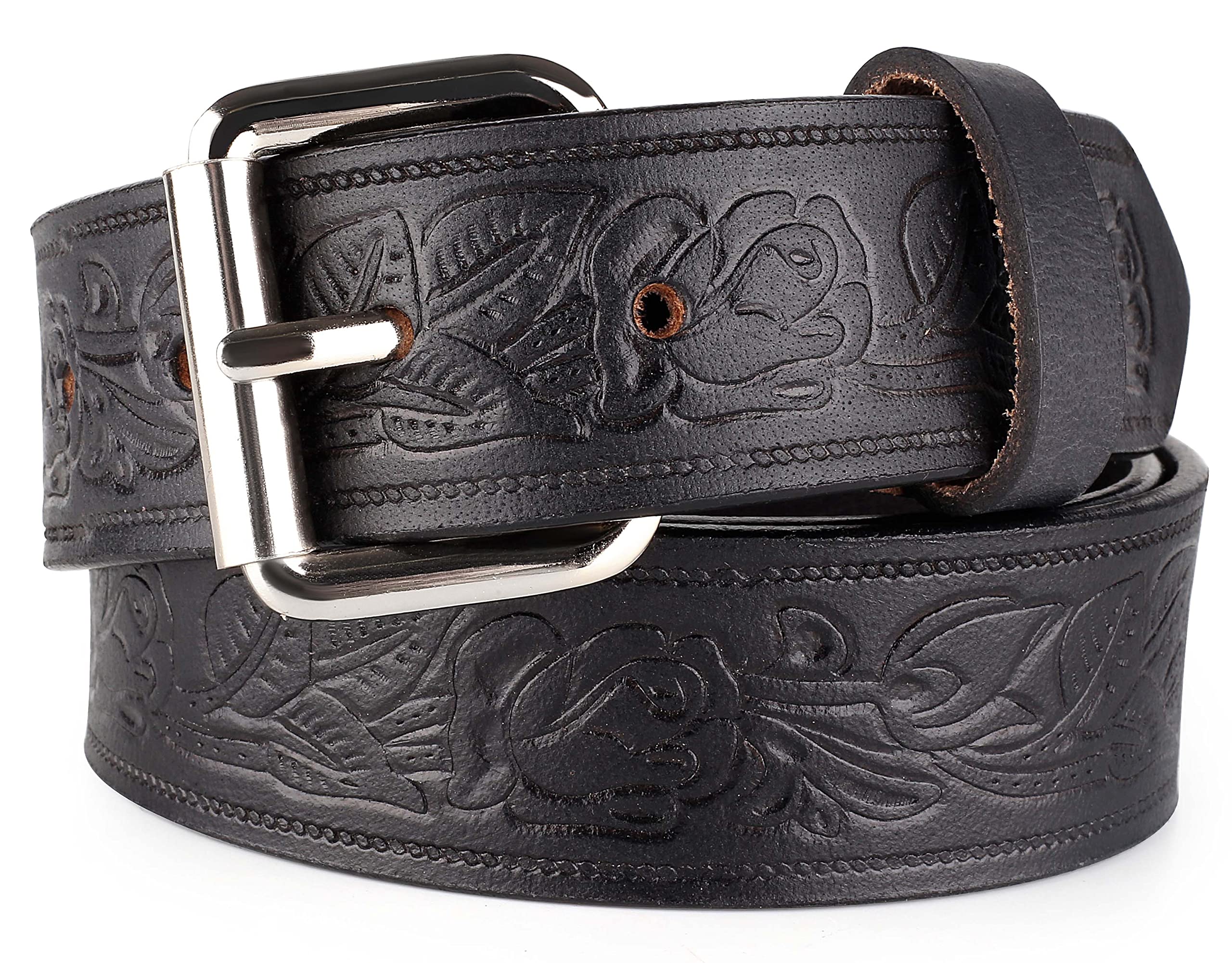 F&L CLASSIC Genuine Full Grain Western Engraved Tooled Leather Belt Strap or Belt 1-1/2